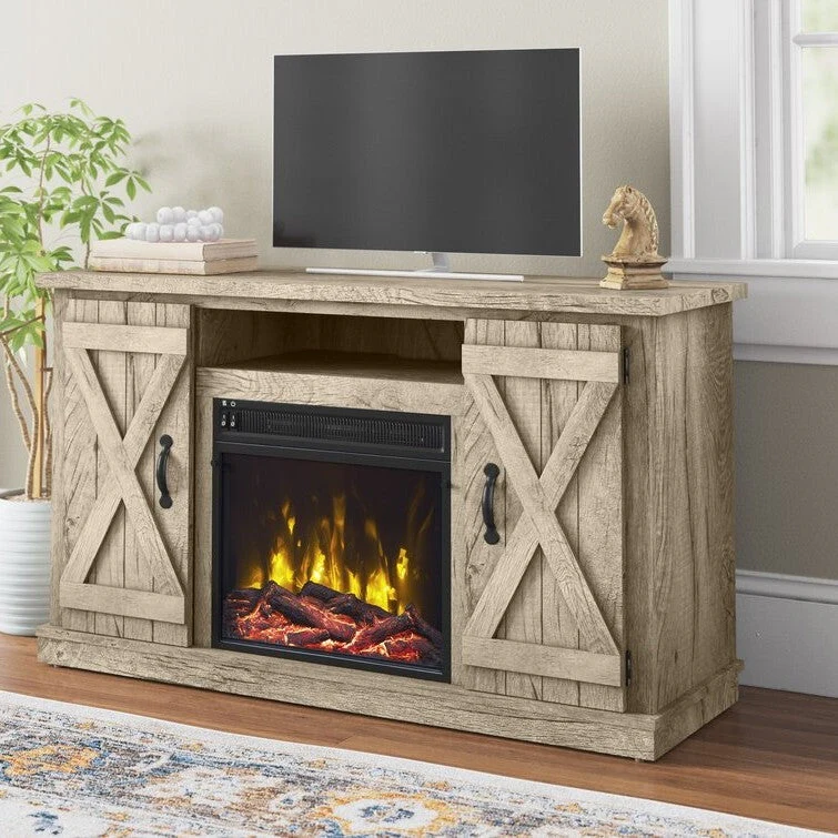 FarmHouse Rustic Pine TV Entertainment Electric Fireplace - Image 3