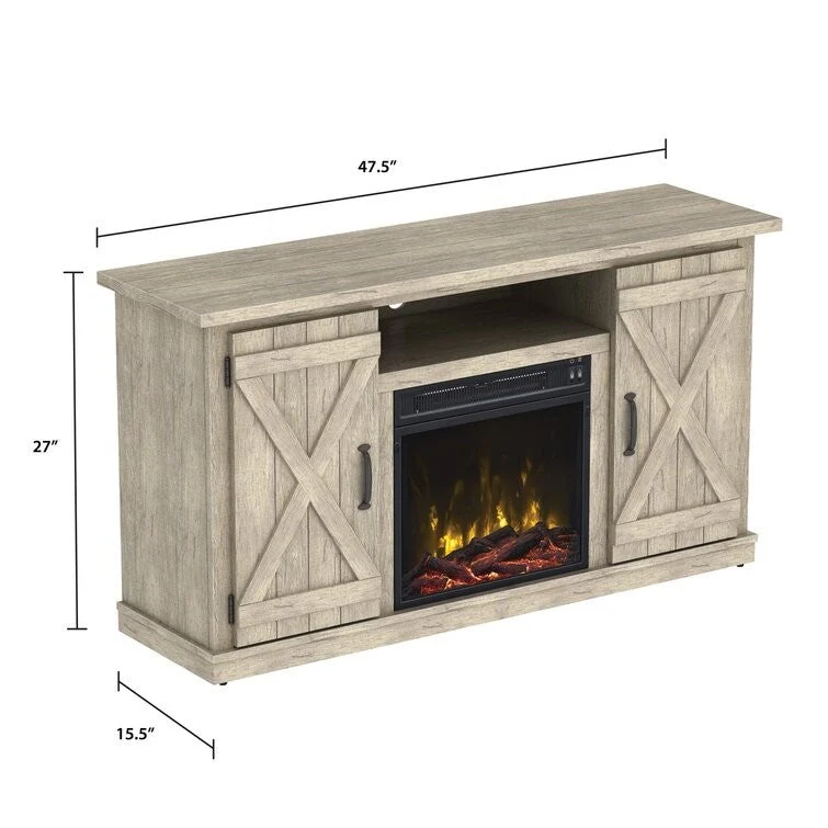 FarmHouse Rustic Pine TV Entertainment Electric Fireplace - Image 5