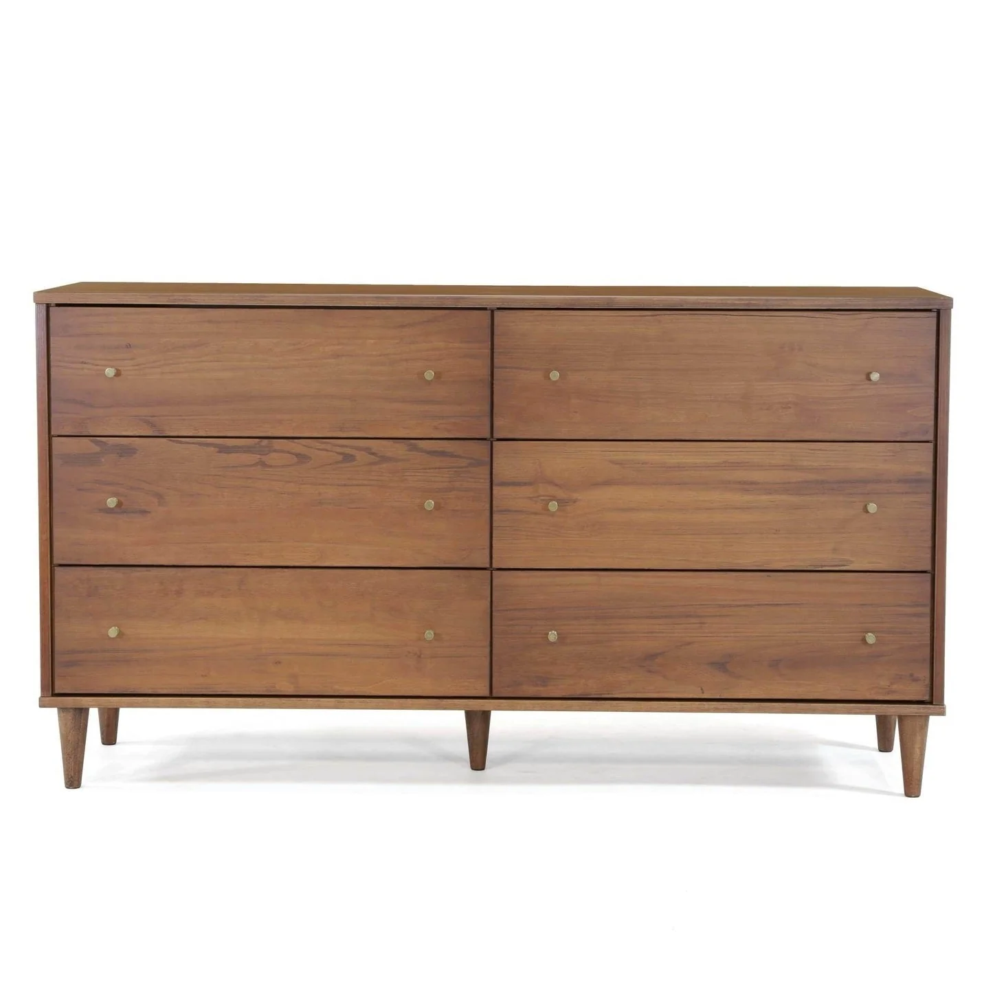 Farmhouse Rustic Walnut Mid Century 6 Drawer Dresser - Image 2