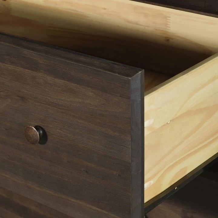 Farmhouse Solid Pine Wood 2 Drawer Nightstand in Espresso - Image 3