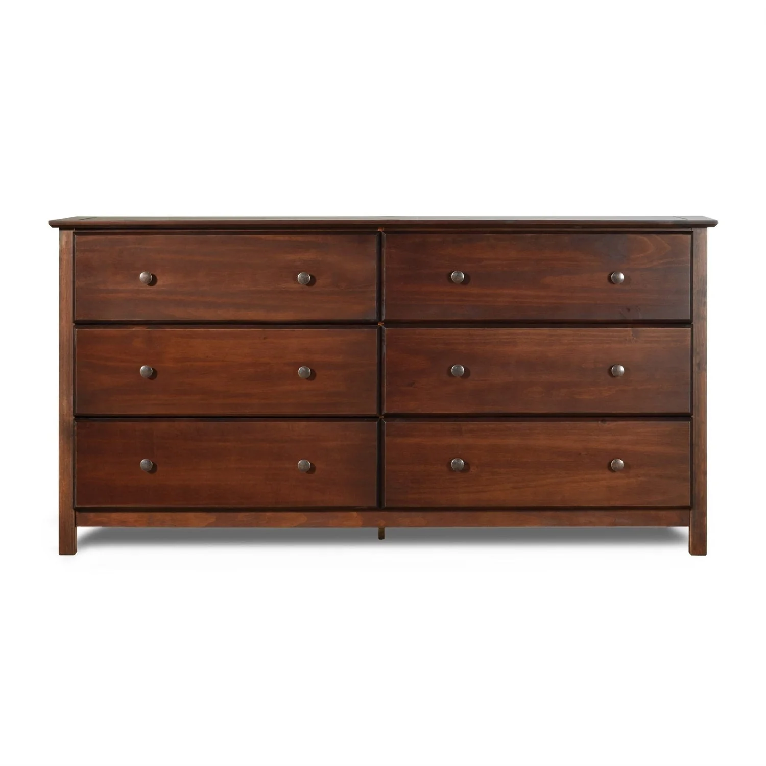Farmhouse Solid Pine Wood 6 Drawer Dresser in Cherry Finish - Image 2