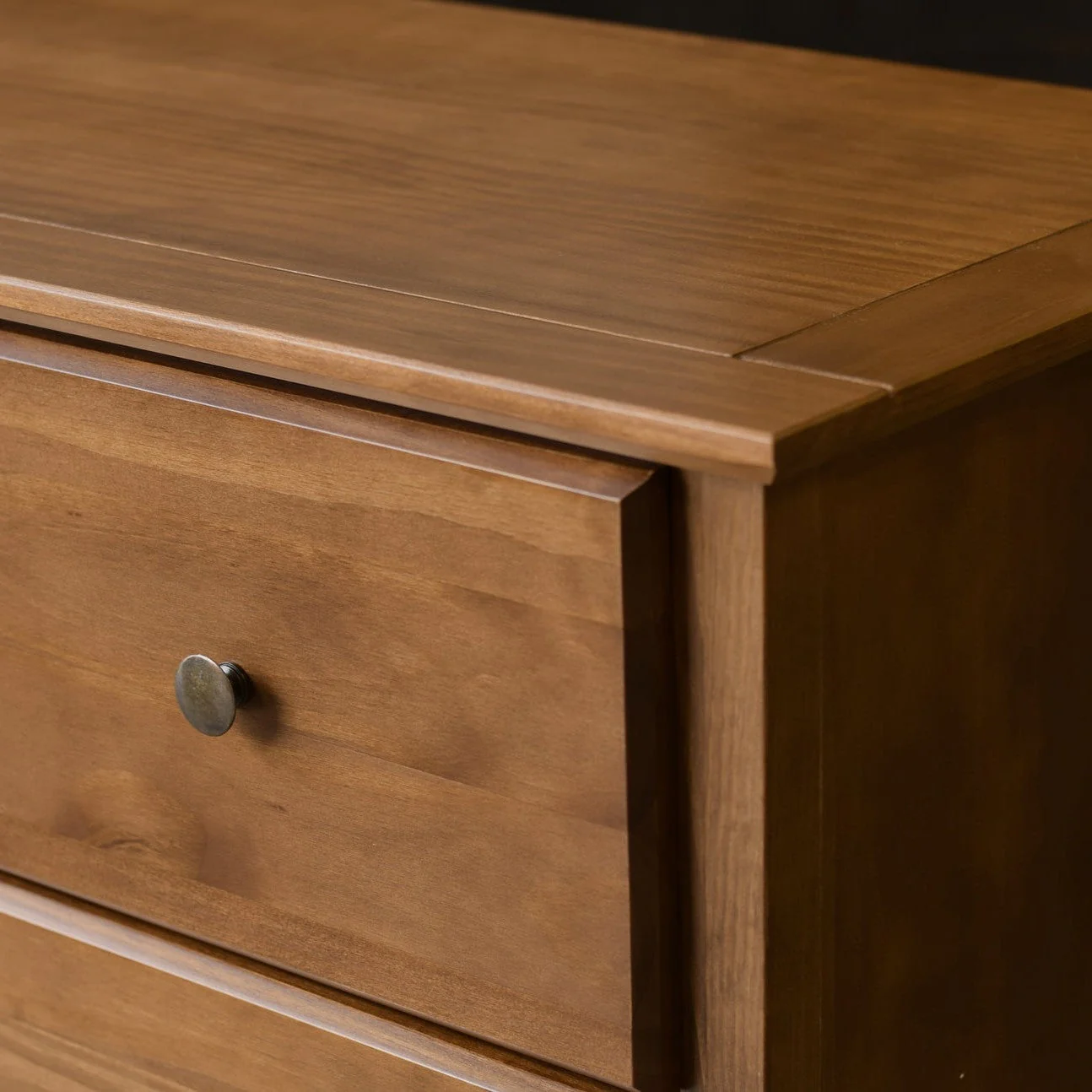 Farmhouse Solid Pine Wood 6 Drawer Dresser in Walnut Finish - Image 2