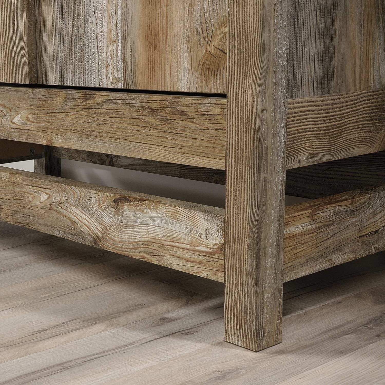 Farmhouse Storage Cabinet Wardrobe Armoire in Rustic Wood Finish - Image 3