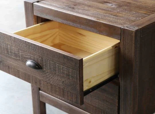 Farmhouse Style Solid Pine Wood 2-Drawer Nightstand Bedside Table in Walnut - Image 3