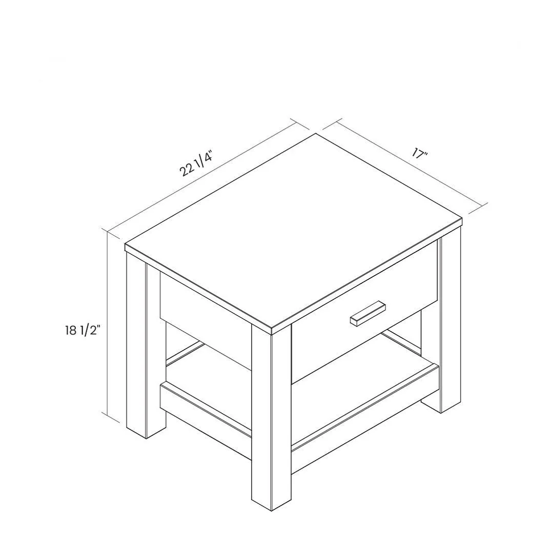 FarmHouse Traditional Rustic Acacia 1 Drawer Nightstand - Image 3