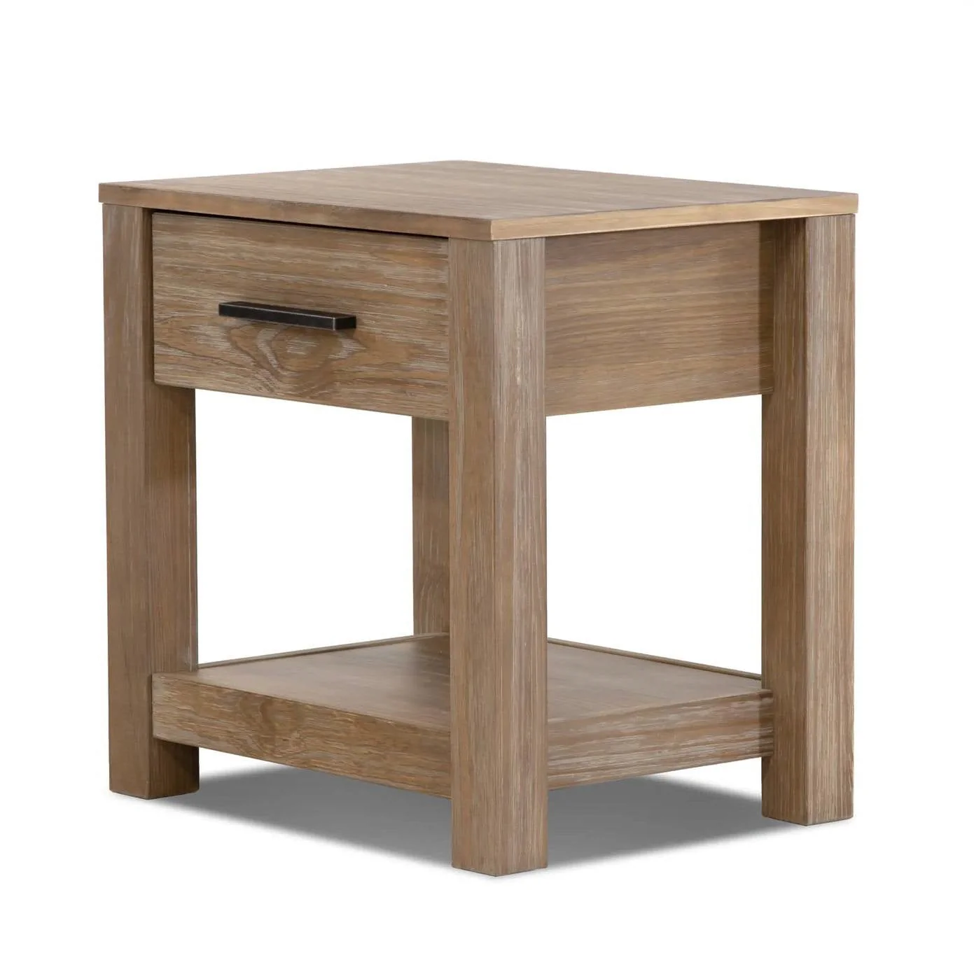 Farmhouse Traditional Rustic Pine Wood 1-Drawer Nightstand Bedside Table - Image 3