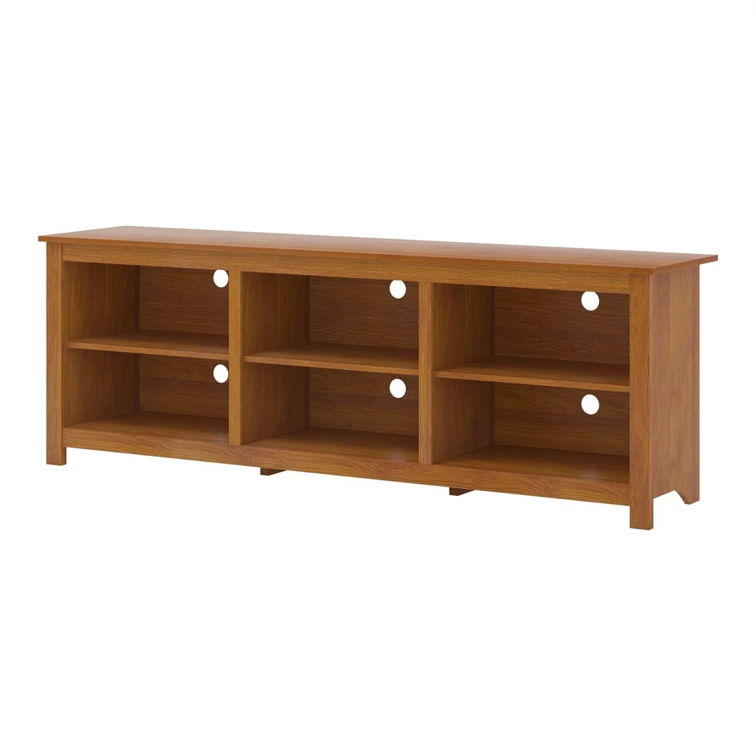 Farmhouse TV Stand in Amber Brown Wood Finish - for TVs up to 70-inch - Image 2