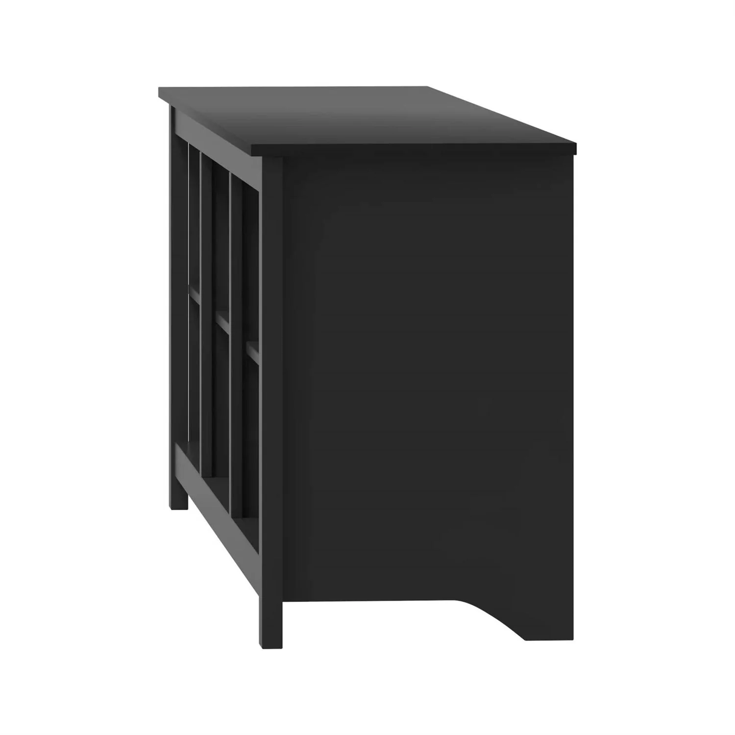 Farmhouse TV Stand in Black Wood Finish - for TVs up to 70-inch - Image 3