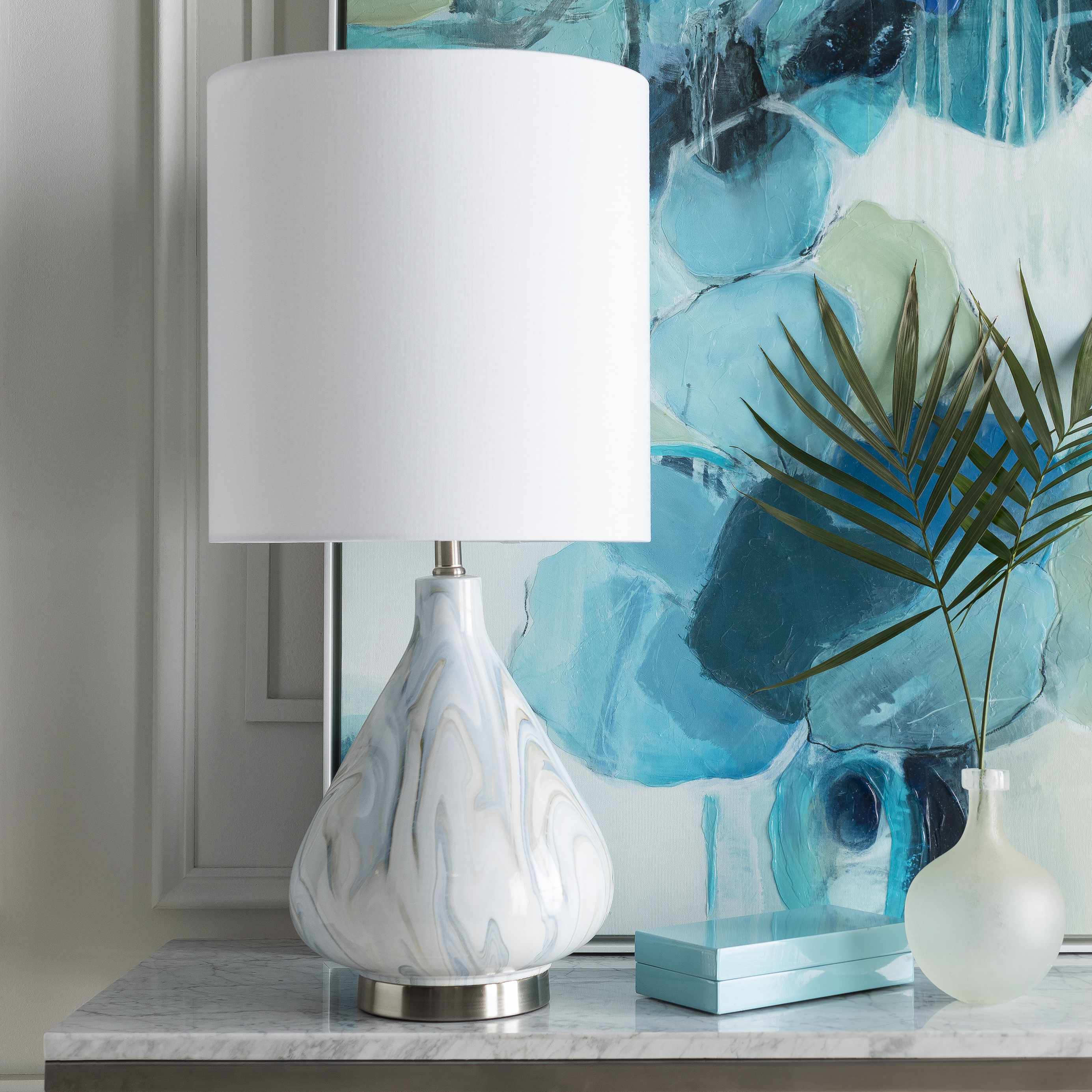 Farnborough Marble Ceramic Table Lamp - Image 3