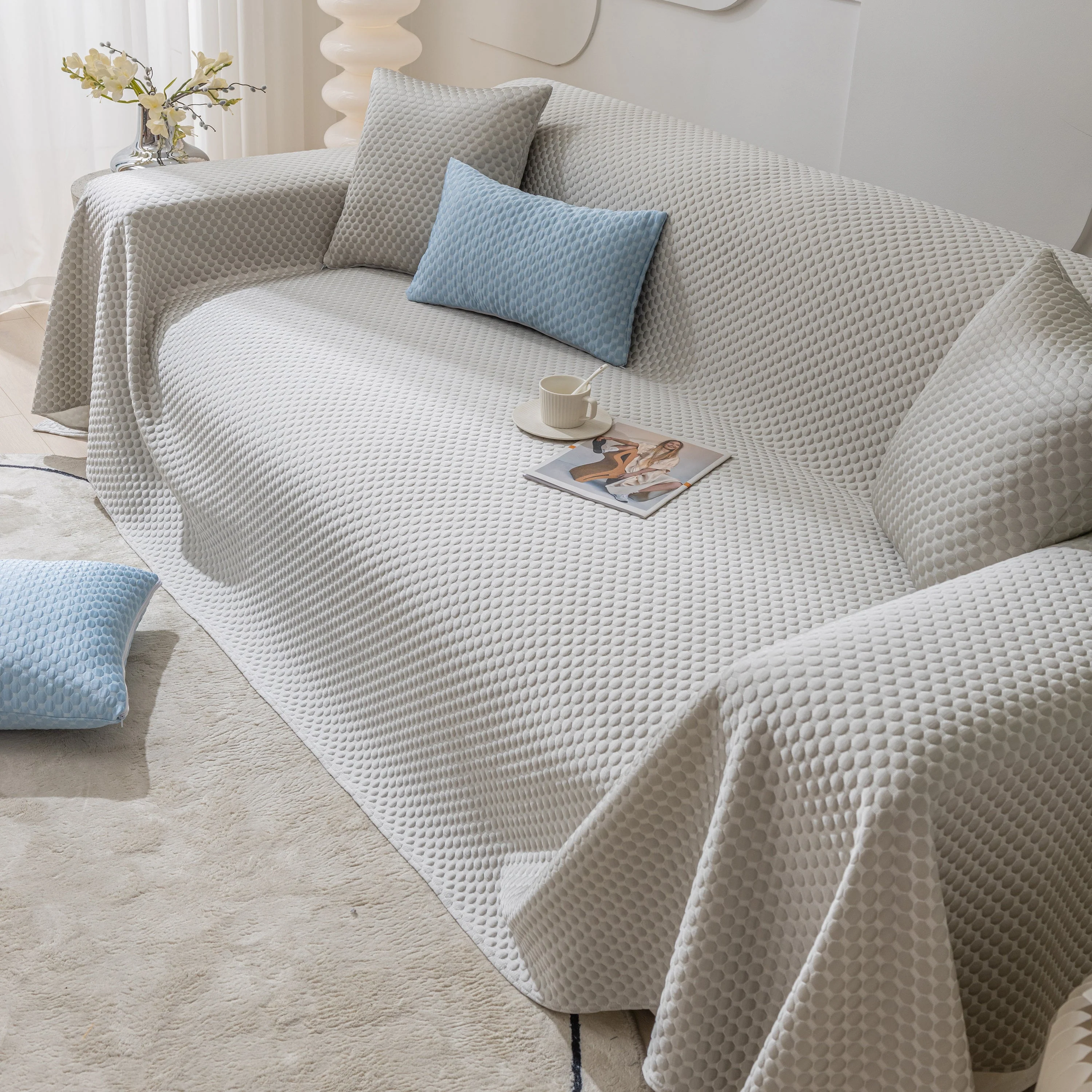 FASHION Granular Textured Sofa Couch Covers, L Shape Sectional Couch Covers, Sofa Covers for Living Room - Image 45