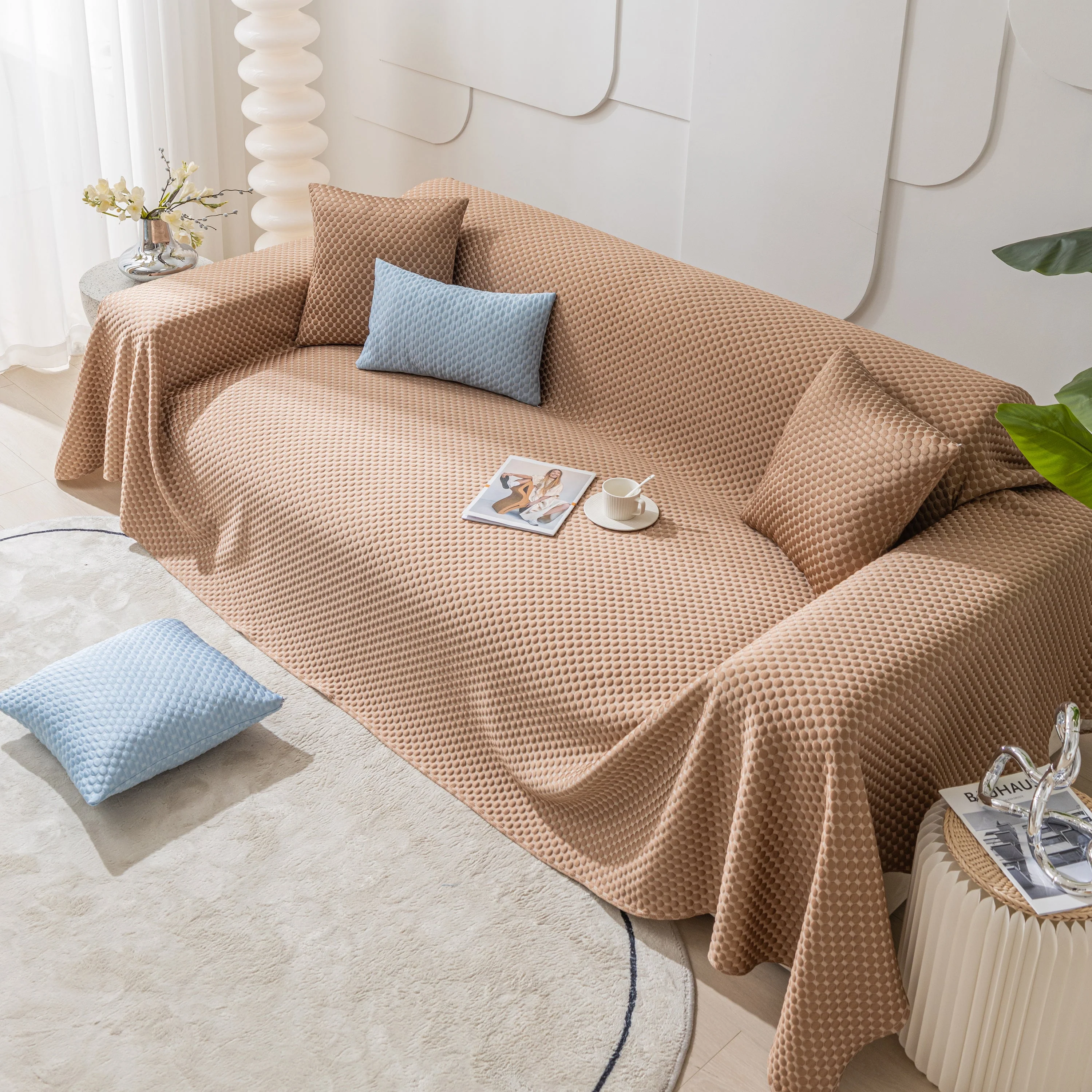 FASHION Granular Textured Sofa Couch Covers, L Shape Sectional Couch Covers, Sofa Covers for Living Room - Image 56