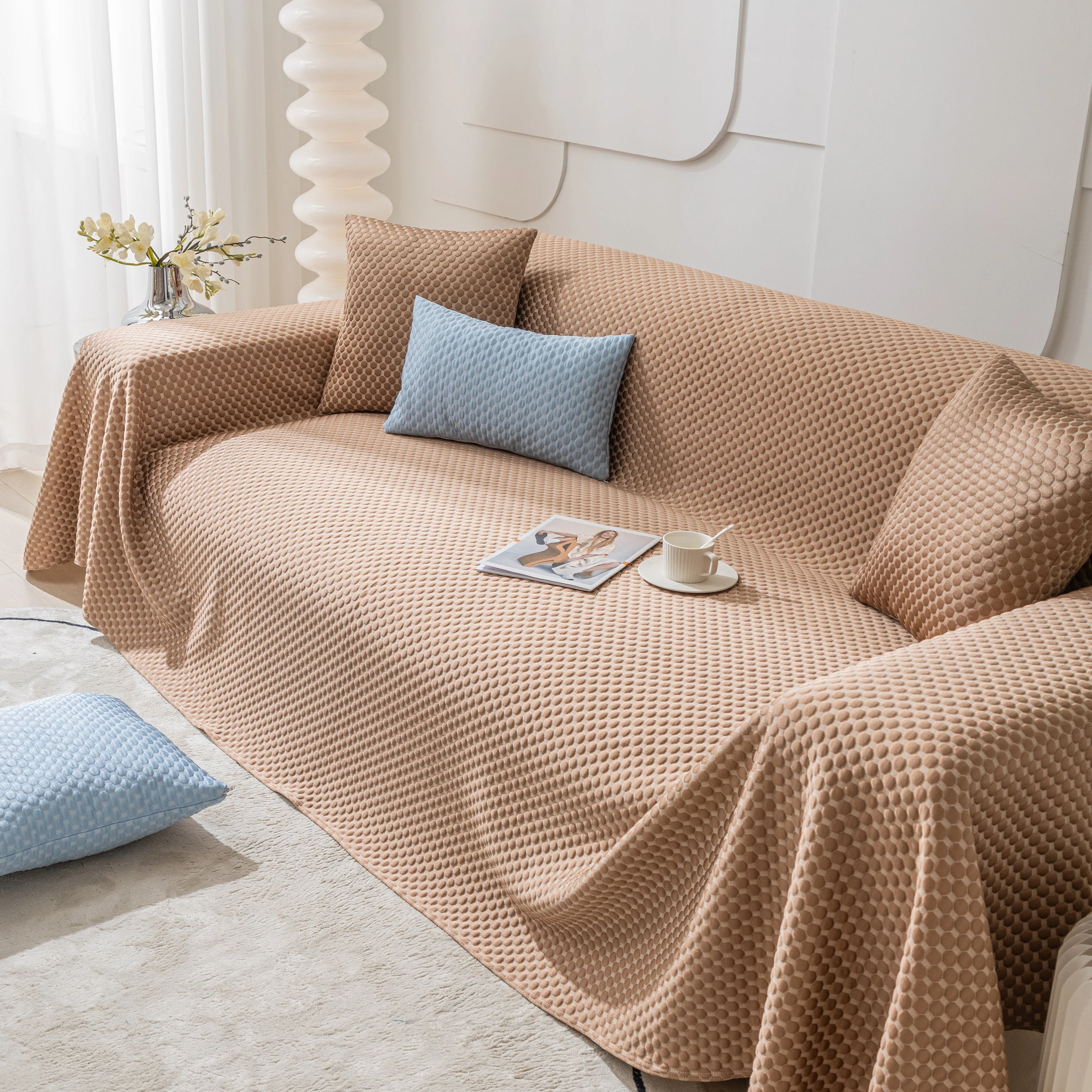 FASHION Granular Textured Sofa Couch Covers, L Shape Sectional Couch Covers, Sofa Covers for Living Room - Image 60