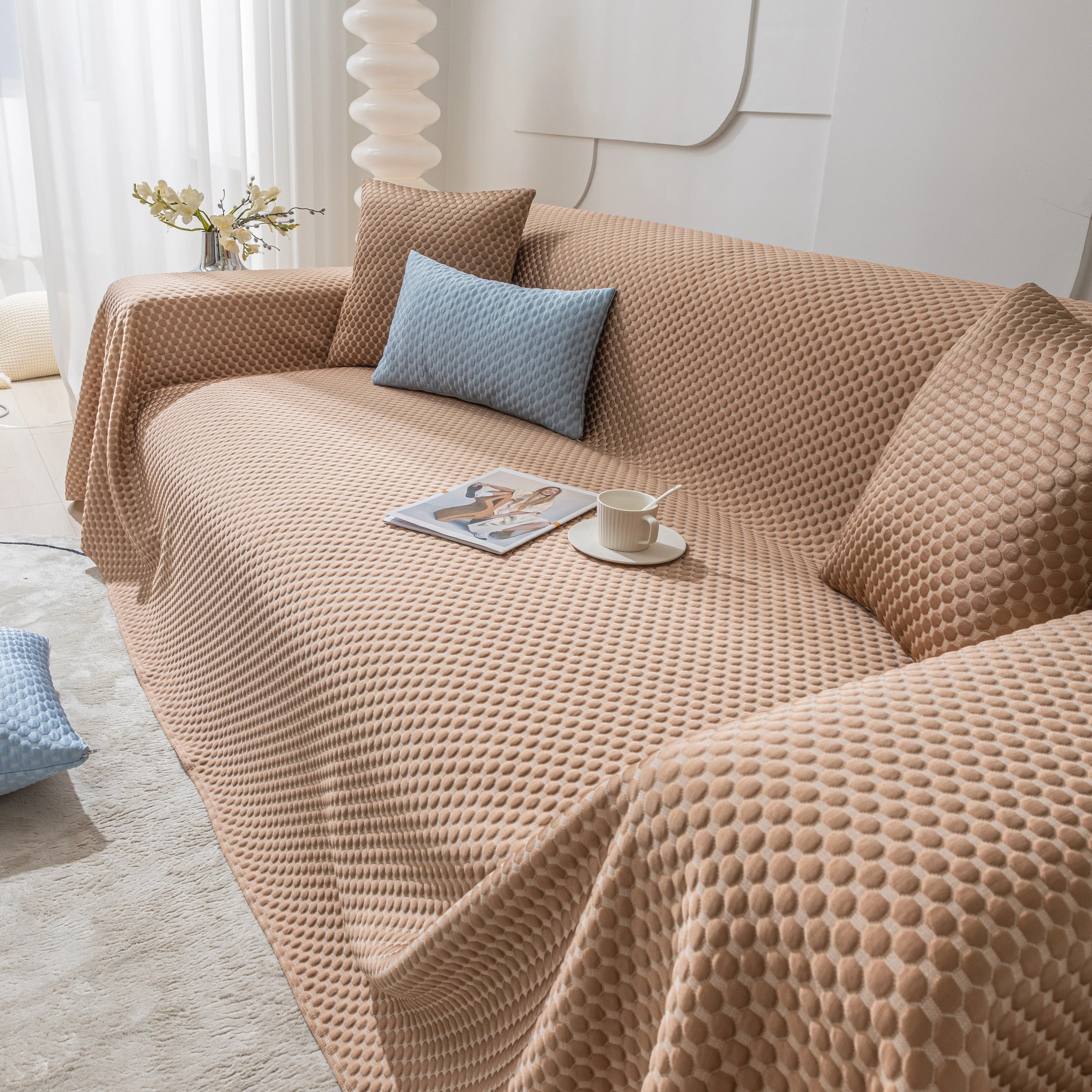 FASHION Granular Textured Sofa Couch Covers, L Shape Sectional Couch Covers, Sofa Covers for Living Room - Image 62