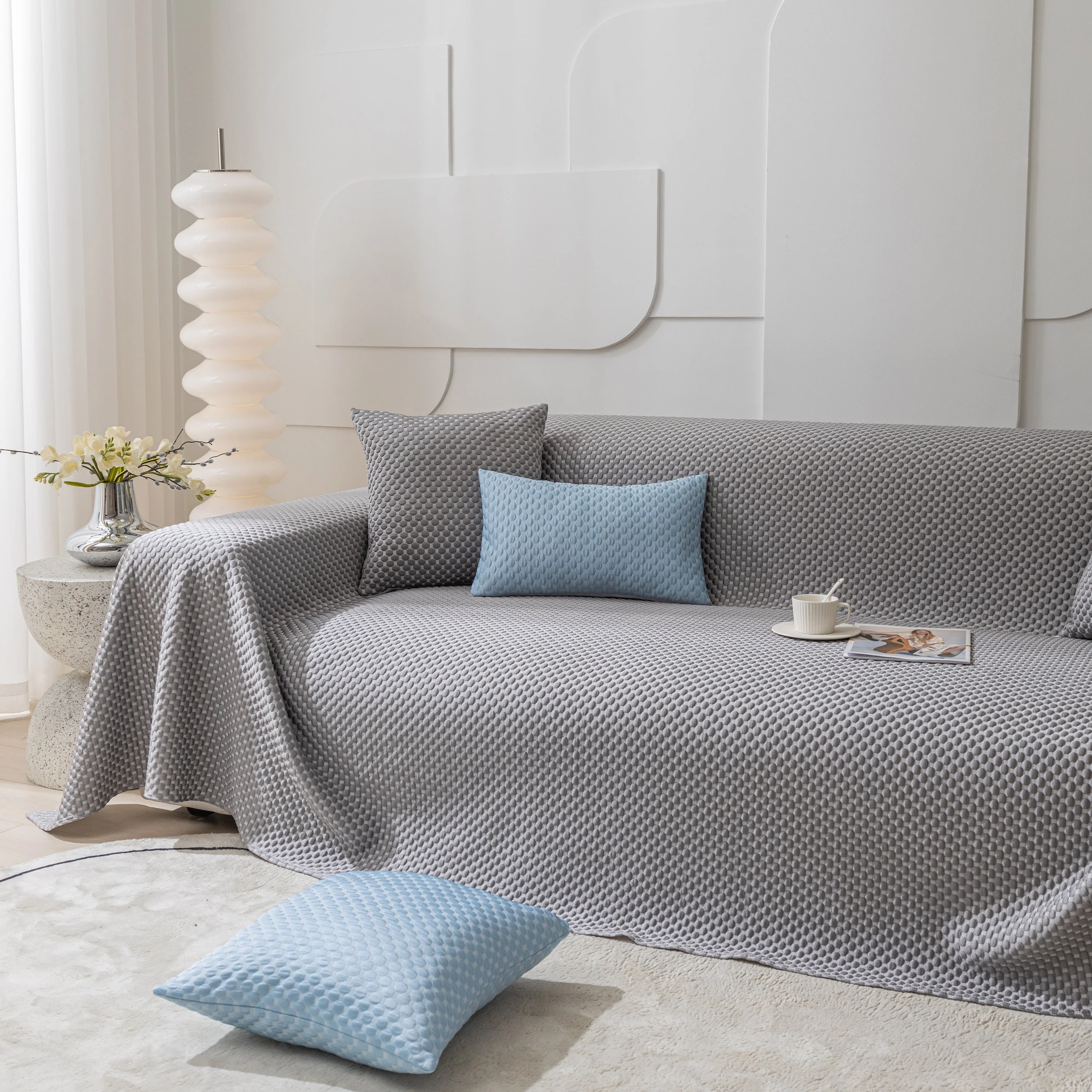 FASHION Granular Textured Sofa Couch Covers, L Shape Sectional Couch Covers, Sofa Covers for Living Room - Image 85