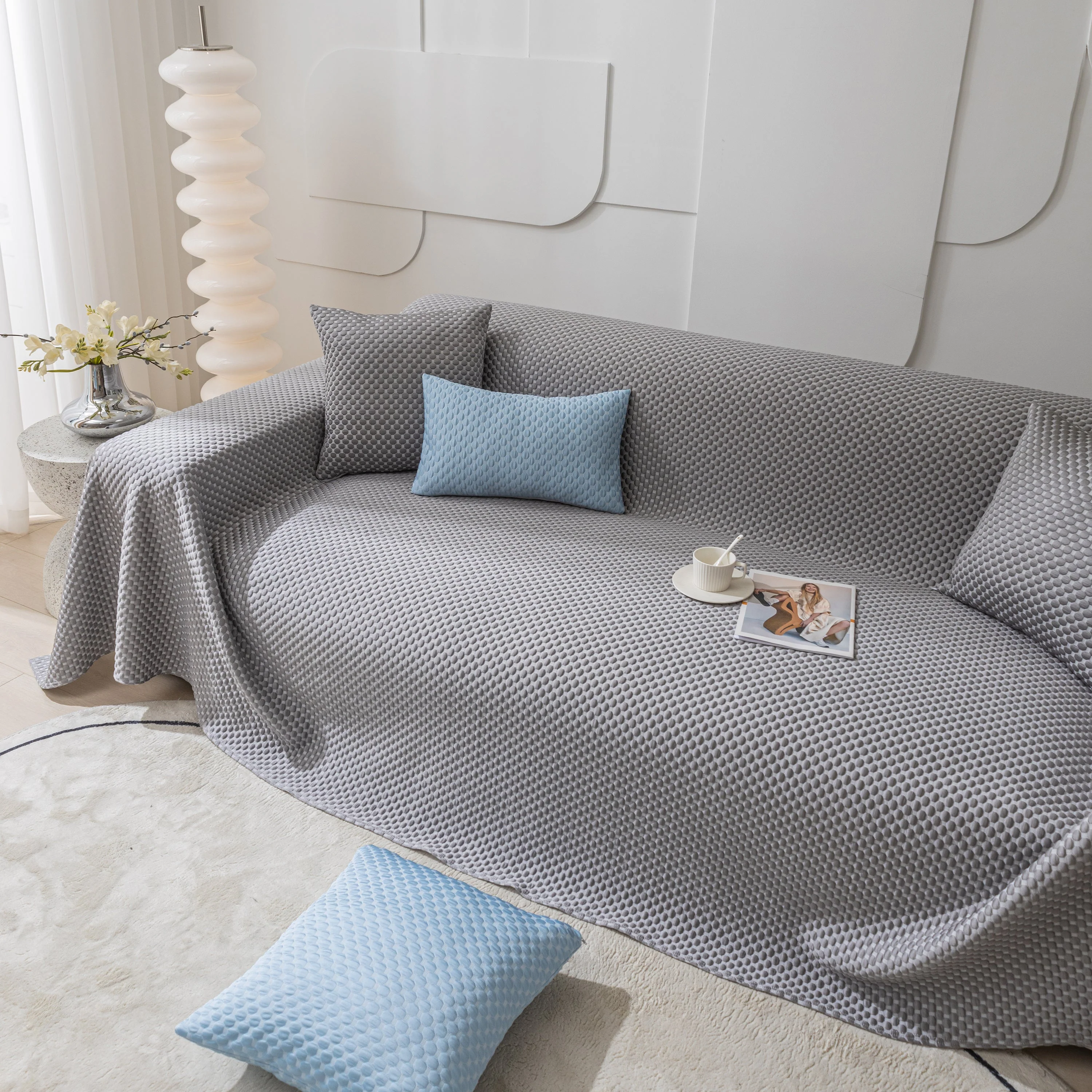 FASHION Granular Textured Sofa Couch Covers, L Shape Sectional Couch Covers, Sofa Covers for Living Room - Image 90