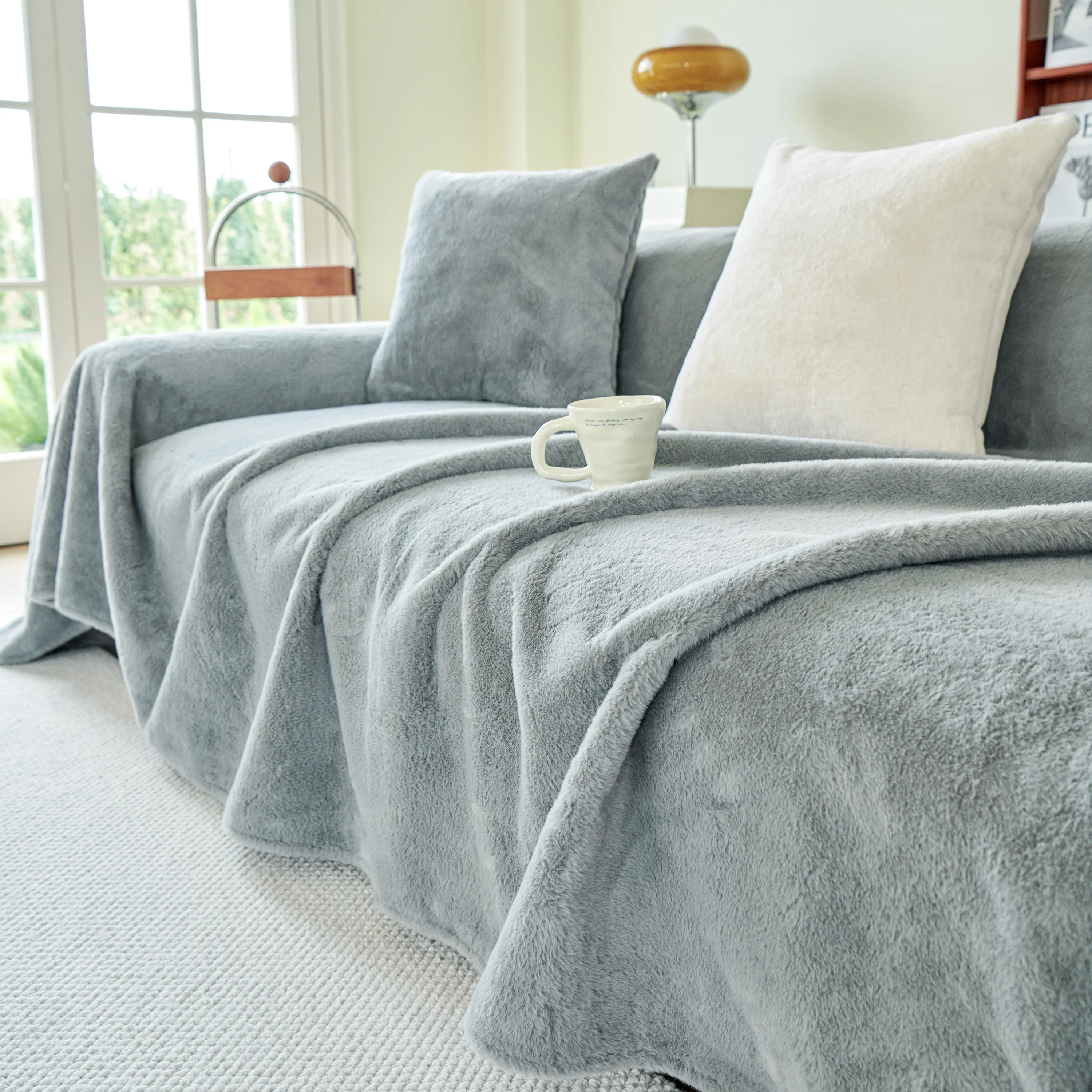 Faux Fur Smooth Plush Comfy Couch Covers, Soft Thicked Durable Blankets and Throws for Sofas - Image 10