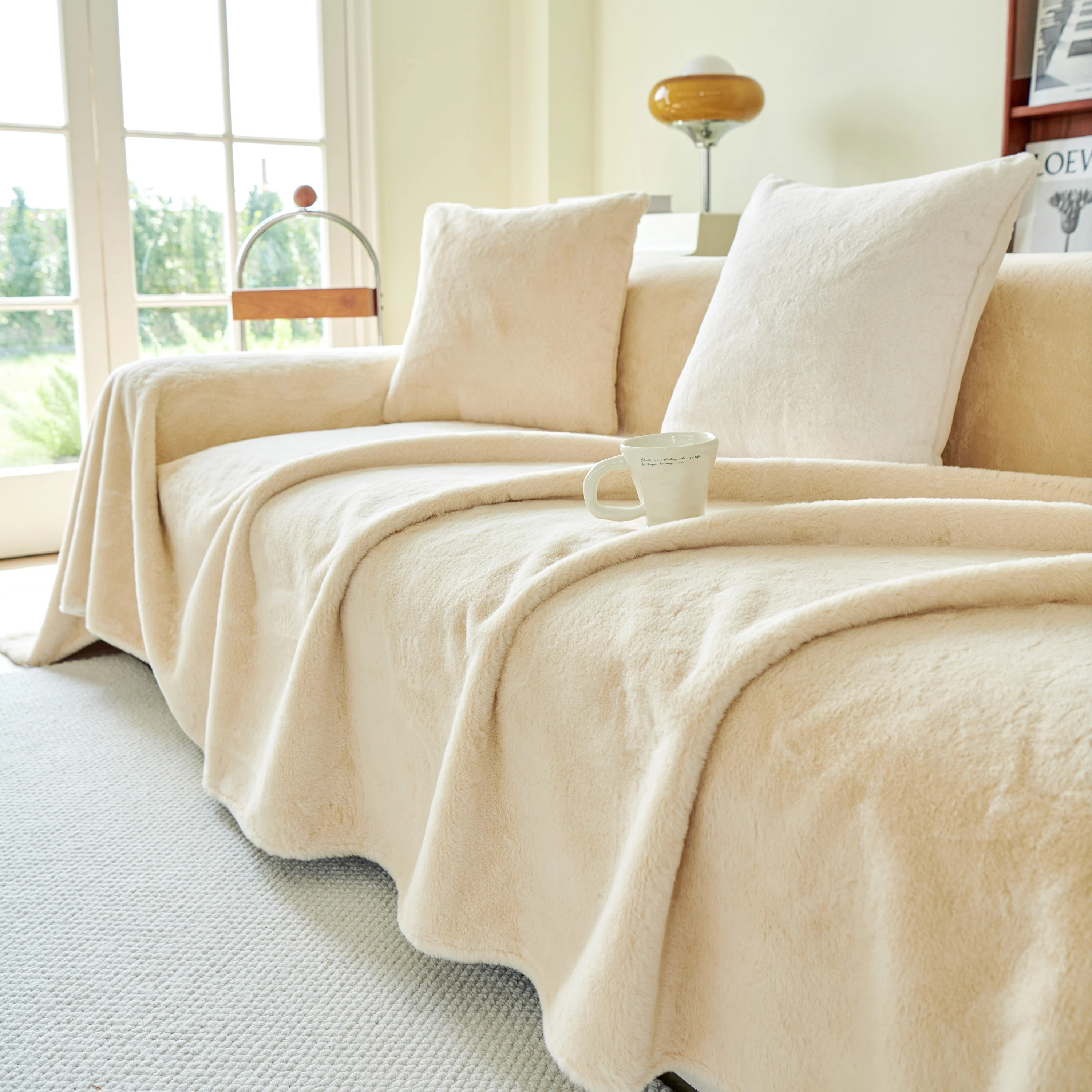 Faux Fur Smooth Plush Comfy Couch Covers, Soft Thicked Durable Blankets and Throws for Sofas - Image 108