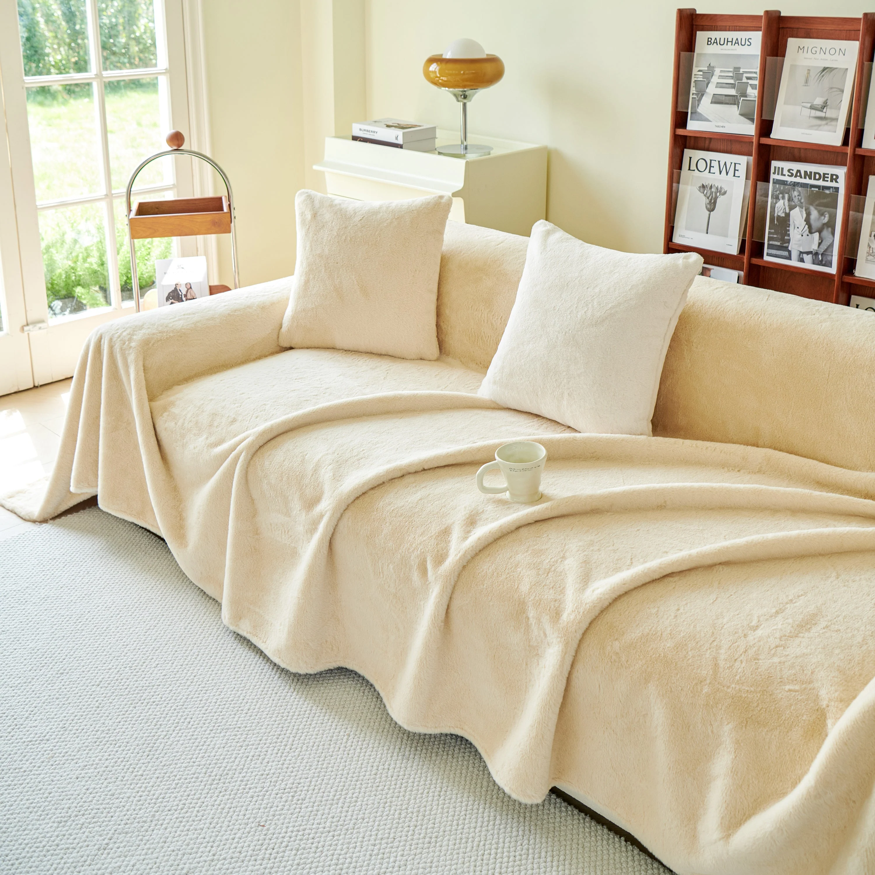 Faux Fur Smooth Plush Comfy Couch Covers, Soft Thicked Durable Blankets and Throws for Sofas - Image 112