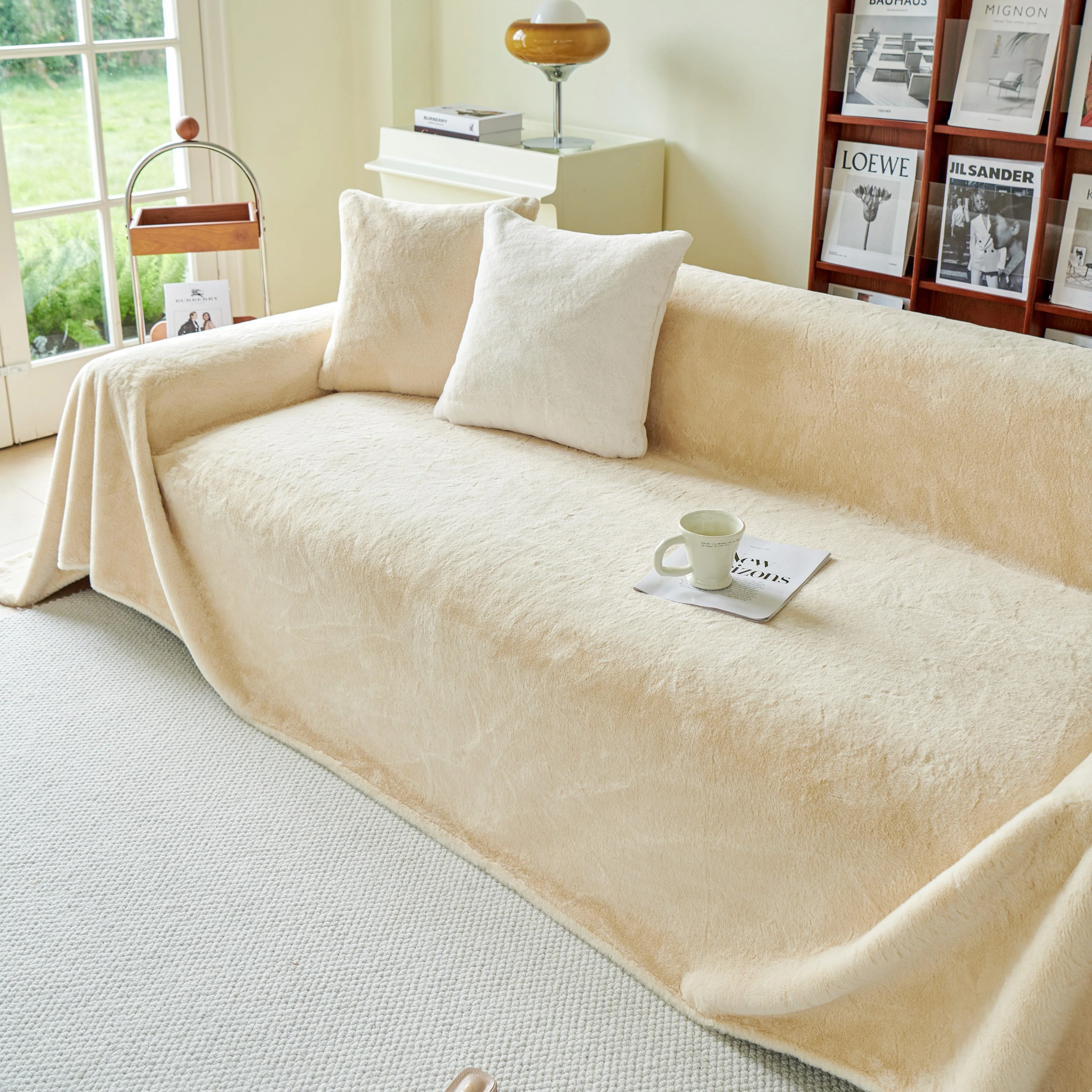 Faux Fur Smooth Plush Comfy Couch Covers, Soft Thicked Durable Blankets and Throws for Sofas - Image 120