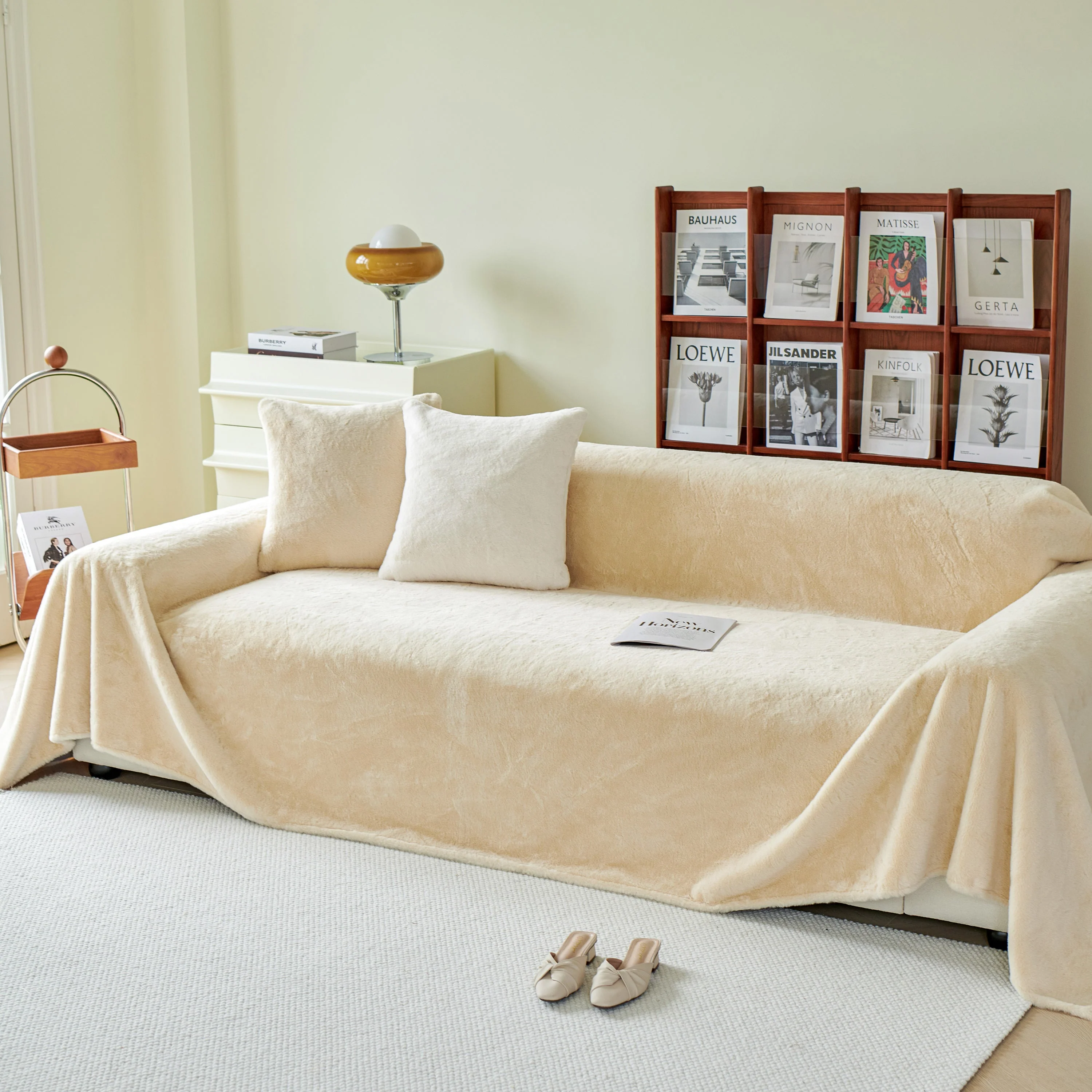 Faux Fur Smooth Plush Comfy Couch Covers, Soft Thicked Durable Blankets and Throws for Sofas - Image 126