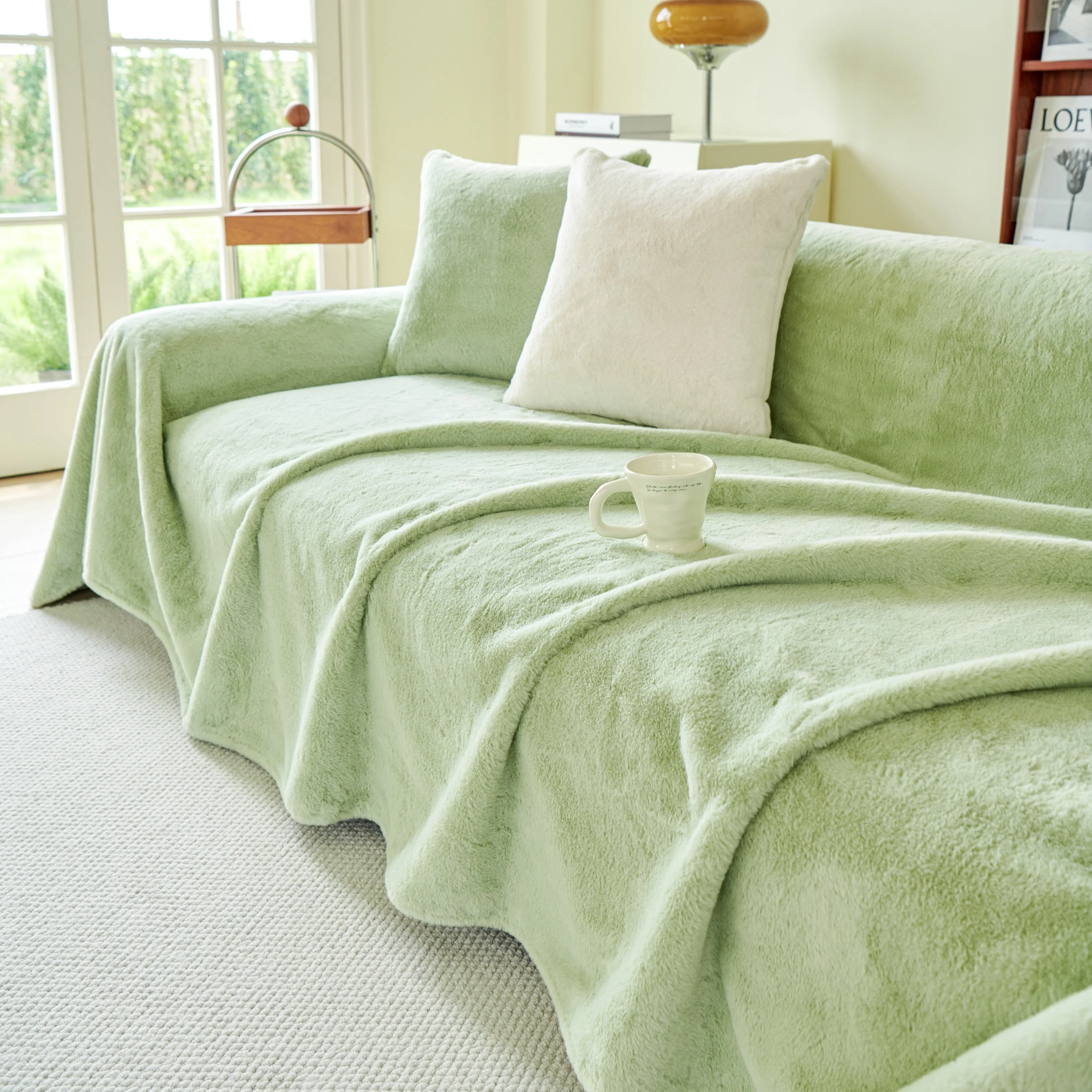 Faux Fur Smooth Plush Comfy Couch Covers, Soft Thicked Durable Blankets and Throws for Sofas - Image 139