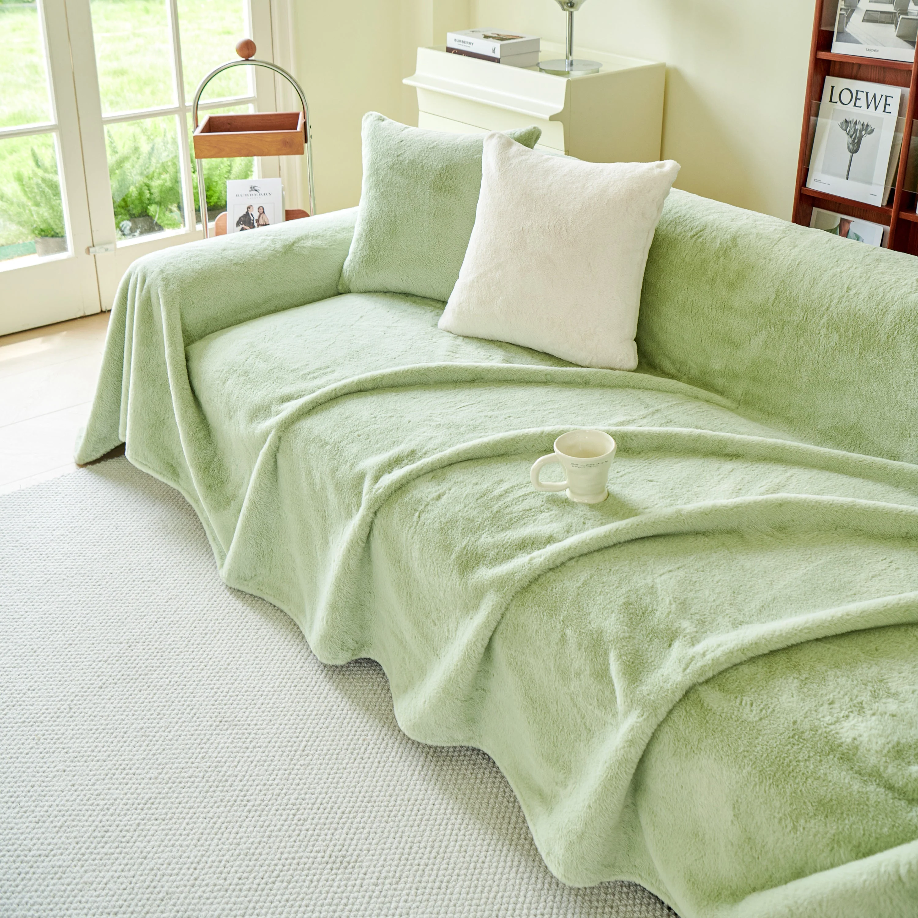 Faux Fur Smooth Plush Comfy Couch Covers, Soft Thicked Durable Blankets and Throws for Sofas - Image 141