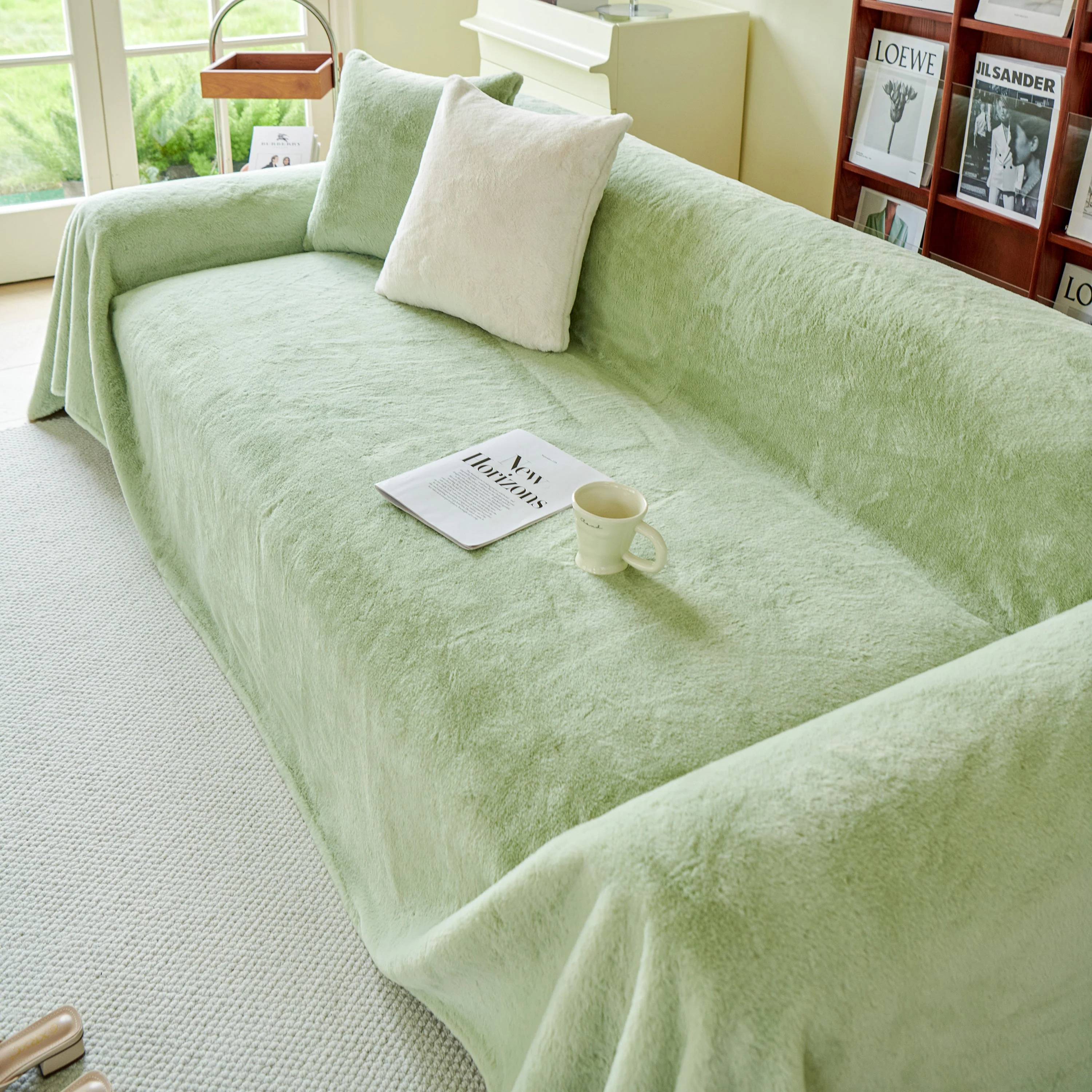 Faux Fur Smooth Plush Comfy Couch Covers, Soft Thicked Durable Blankets and Throws for Sofas - Image 150