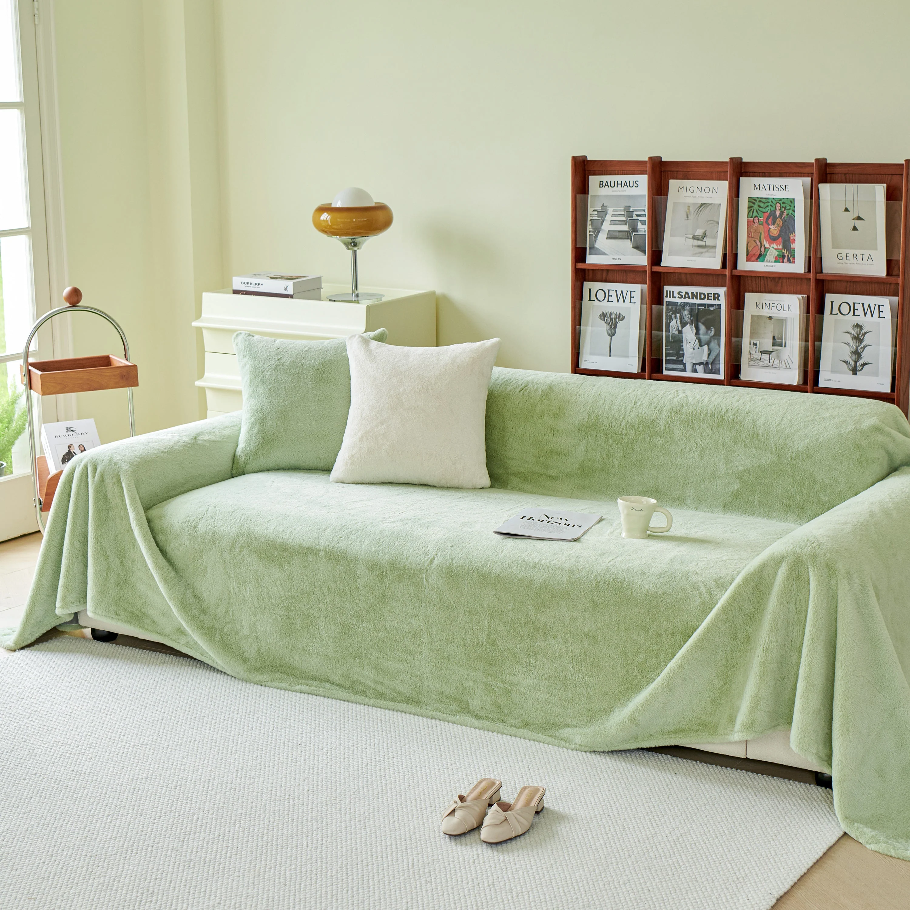 Faux Fur Smooth Plush Comfy Couch Covers, Soft Thicked Durable Blankets and Throws for Sofas - Image 157