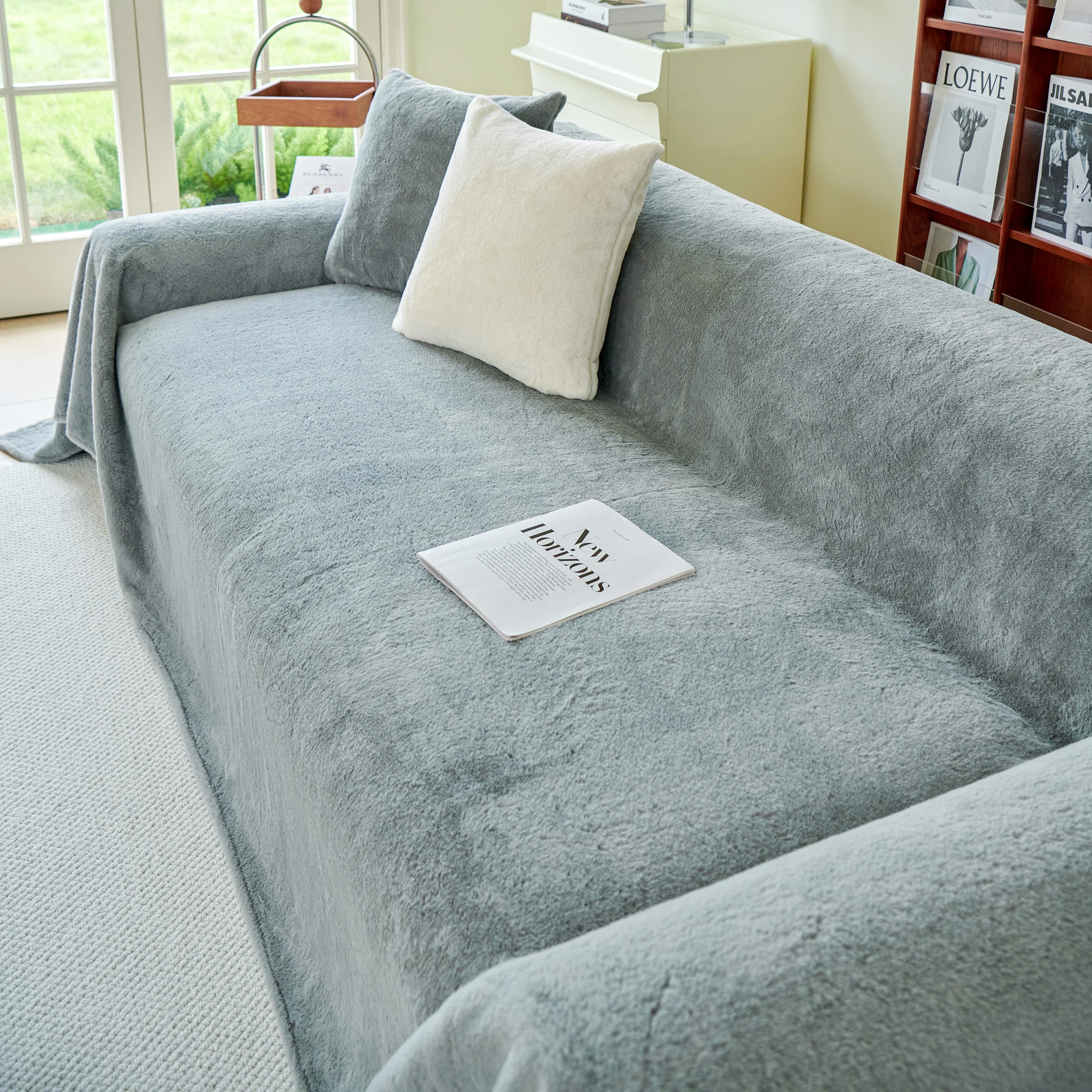 Faux Fur Smooth Plush Comfy Couch Covers, Soft Thicked Durable Blankets and Throws for Sofas - Image 25