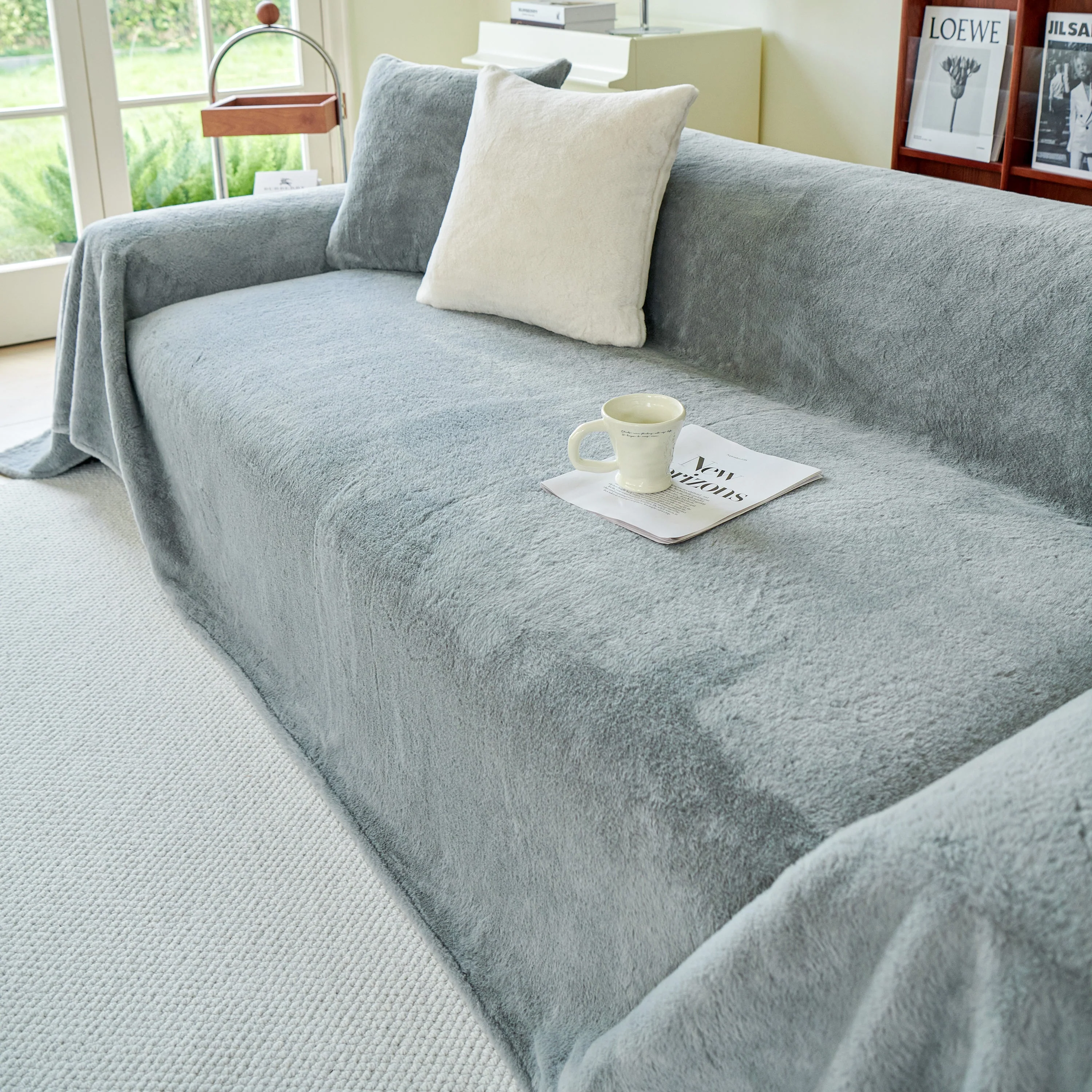 Faux Fur Smooth Plush Comfy Couch Covers, Soft Thicked Durable Blankets and Throws for Sofas - Image 26