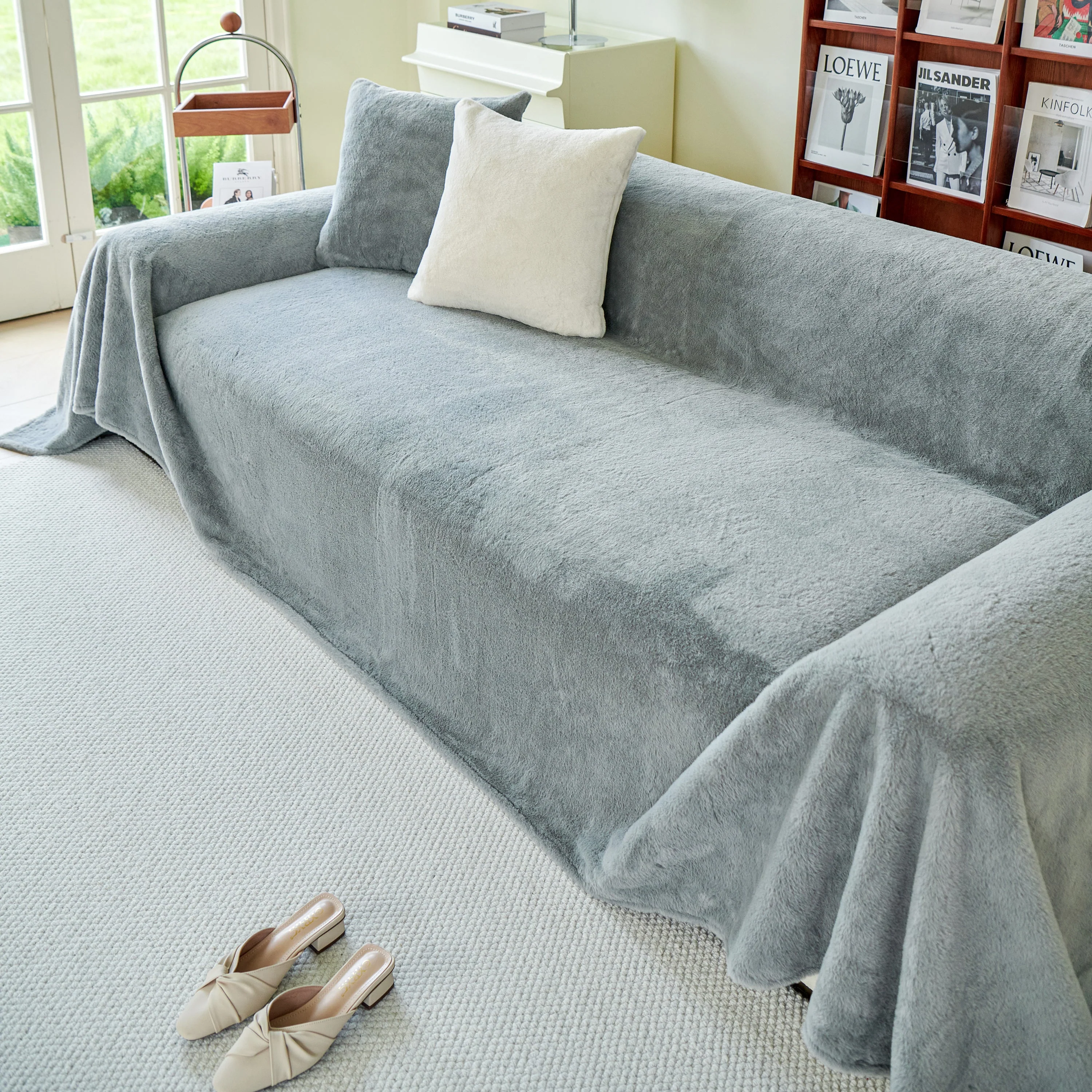 Faux Fur Smooth Plush Comfy Couch Covers, Soft Thicked Durable Blankets and Throws for Sofas - Image 29