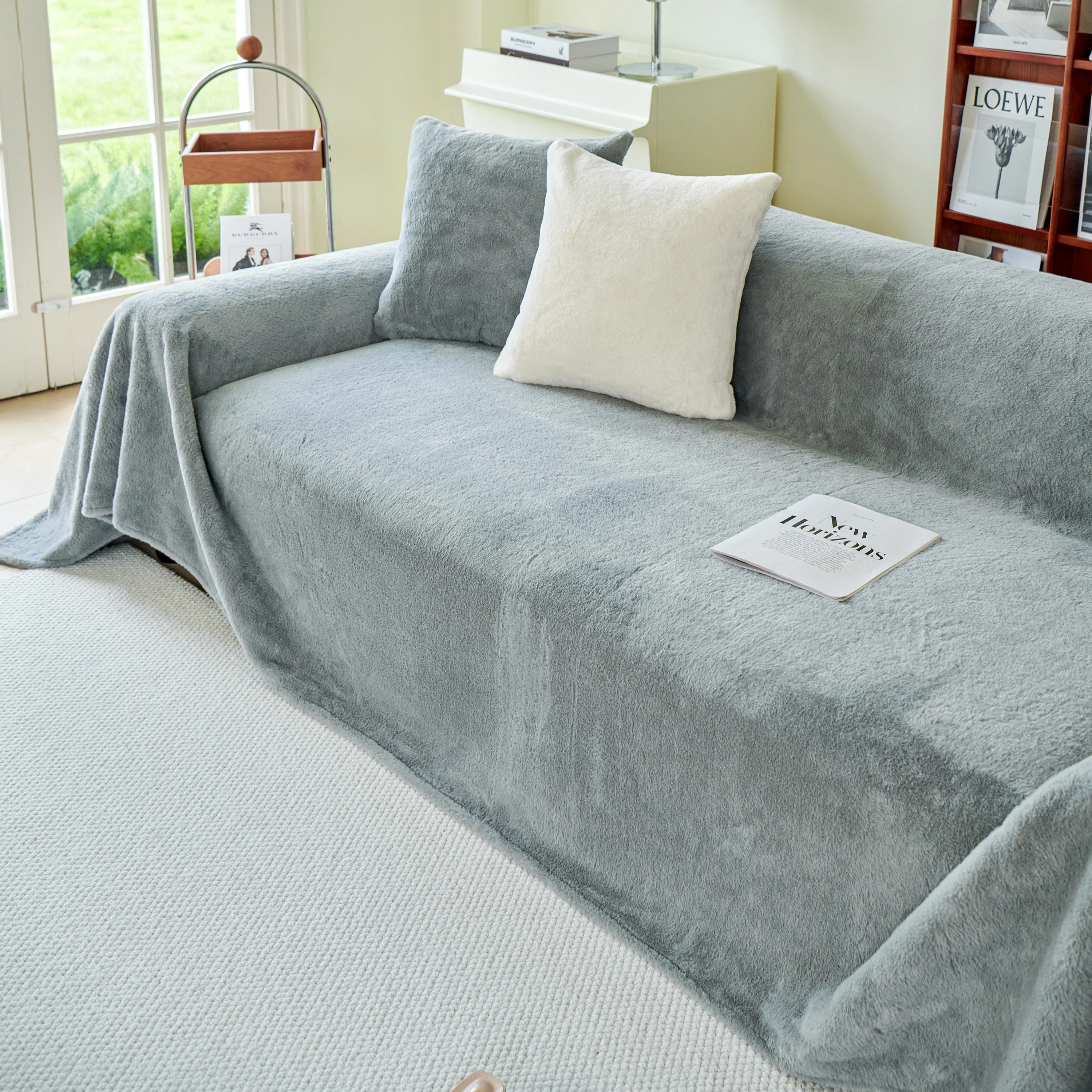 Faux Fur Smooth Plush Comfy Couch Covers, Soft Thicked Durable Blankets and Throws for Sofas - Image 33