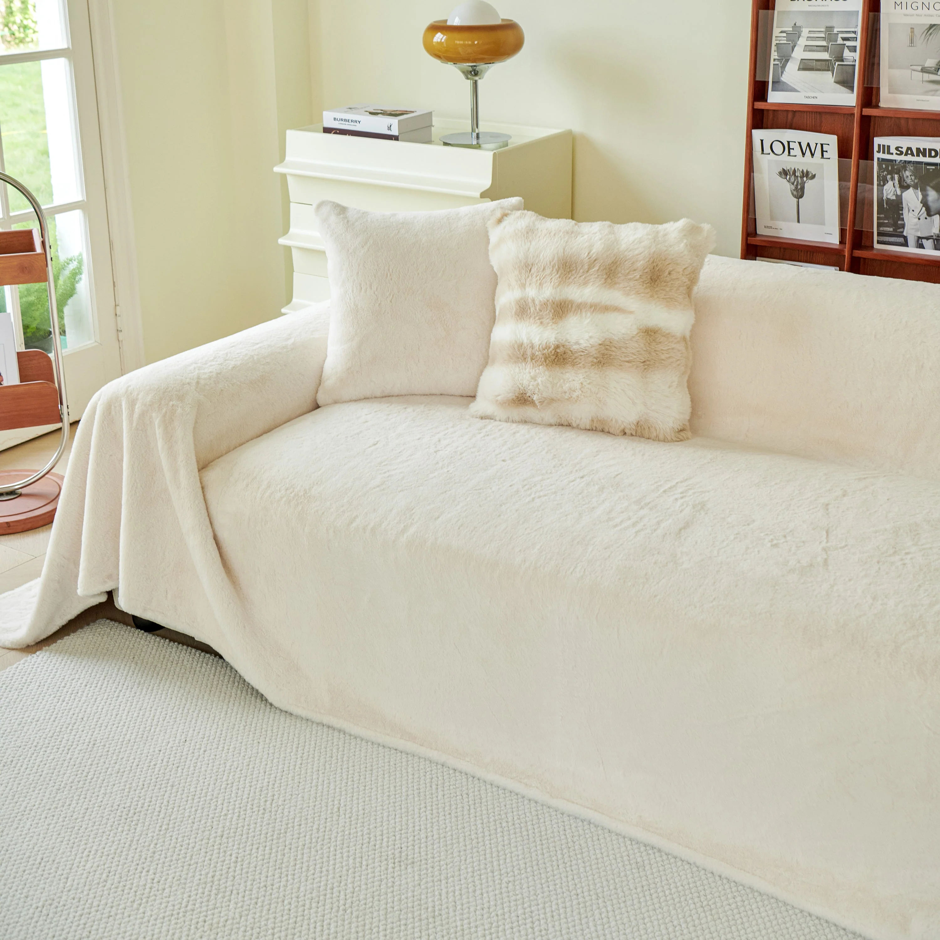 Faux Fur Smooth Plush Comfy Couch Covers, Soft Thicked Durable Blankets and Throws for Sofas - Image 53