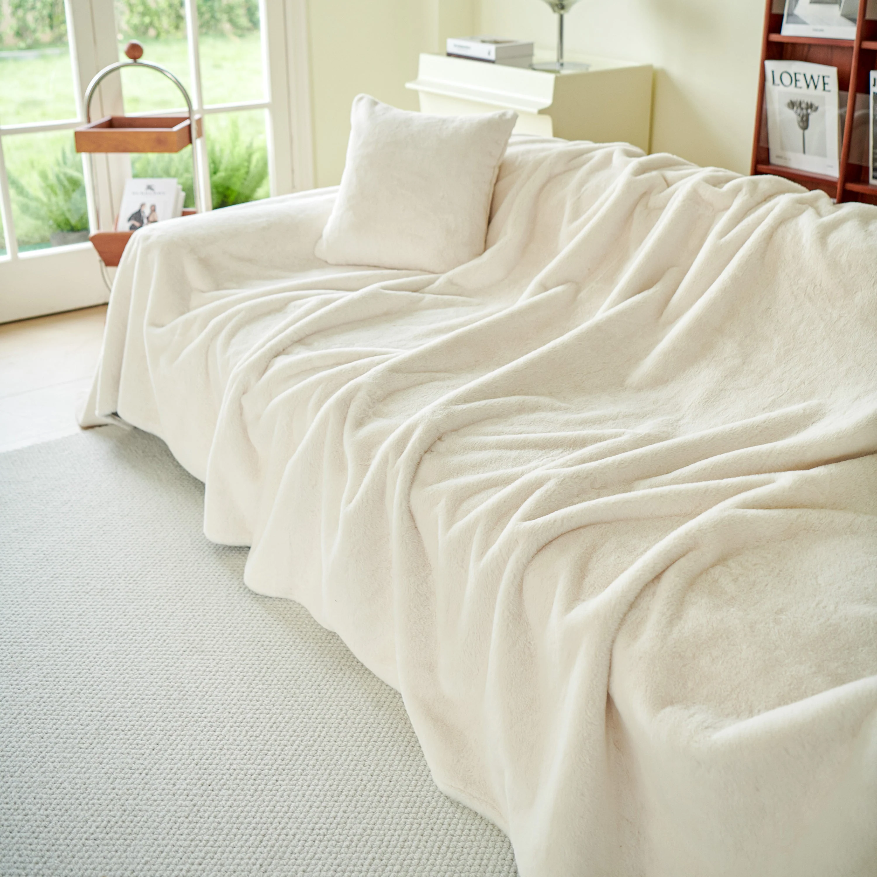 Faux Fur Smooth Plush Comfy Couch Covers, Soft Thicked Durable Blankets and Throws for Sofas - Image 55