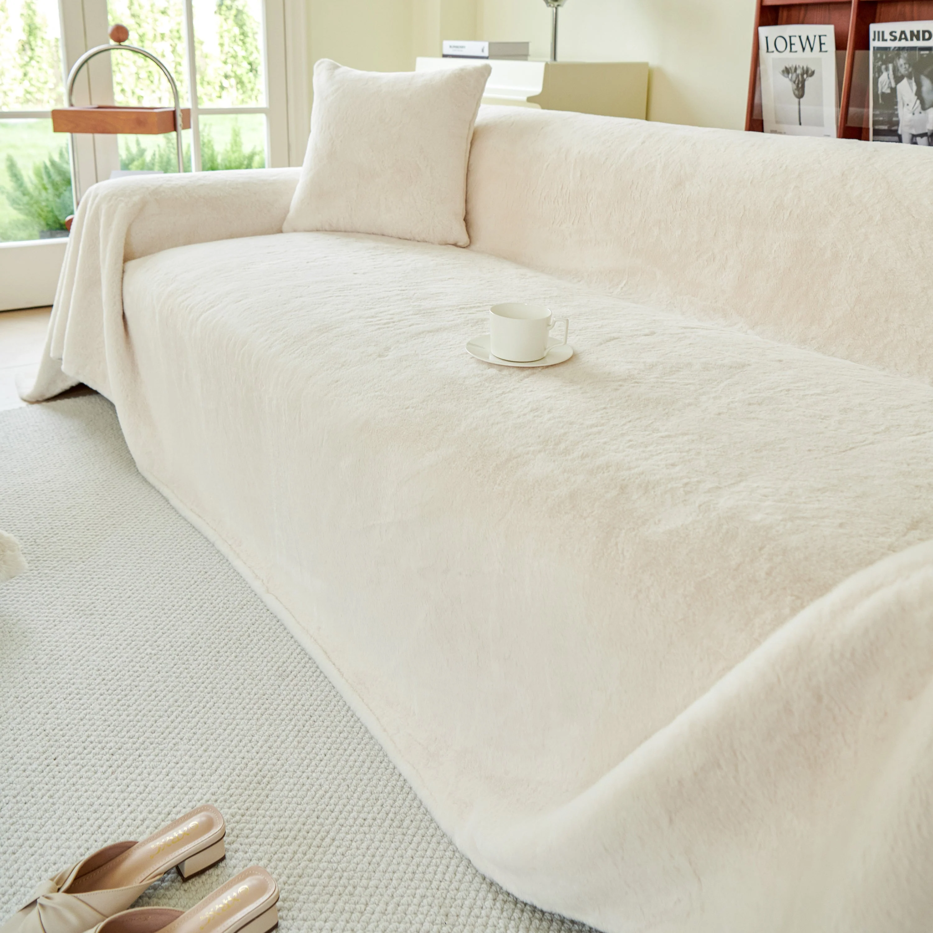 Faux Fur Smooth Plush Comfy Couch Covers, Soft Thicked Durable Blankets and Throws for Sofas - Image 59