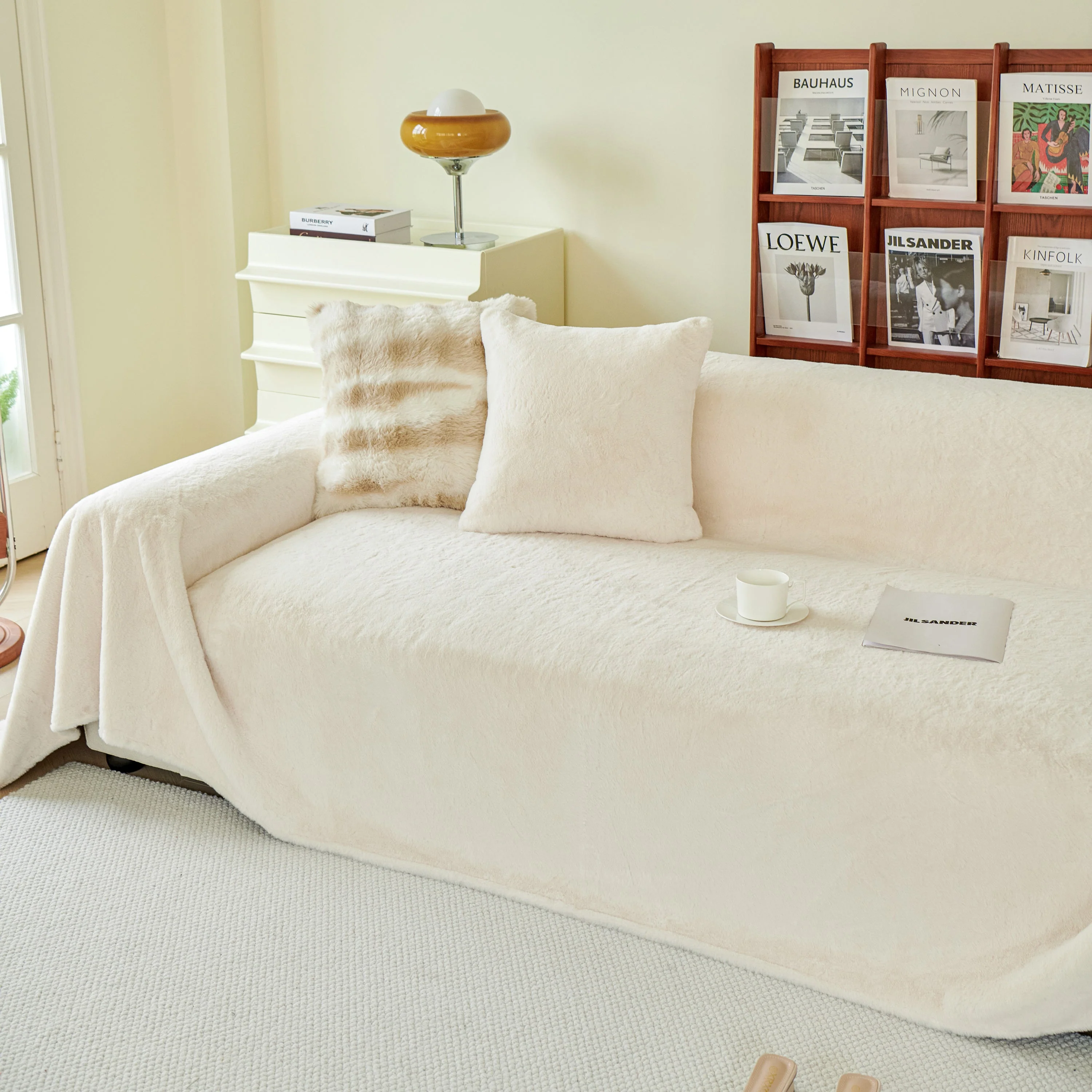Faux Fur Smooth Plush Comfy Couch Covers, Soft Thicked Durable Blankets and Throws for Sofas - Image 60