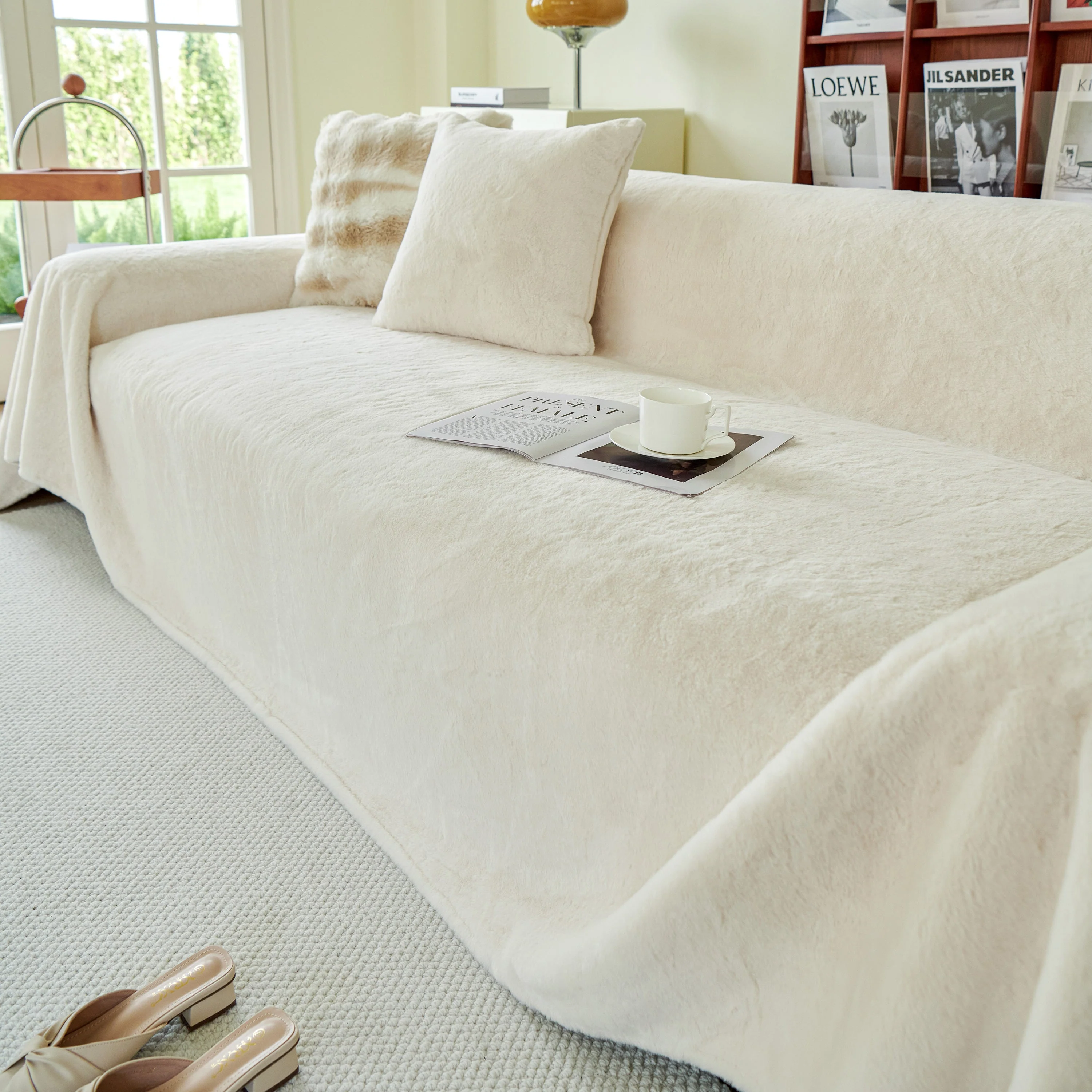 Faux Fur Smooth Plush Comfy Couch Covers, Soft Thicked Durable Blankets and Throws for Sofas - Image 62