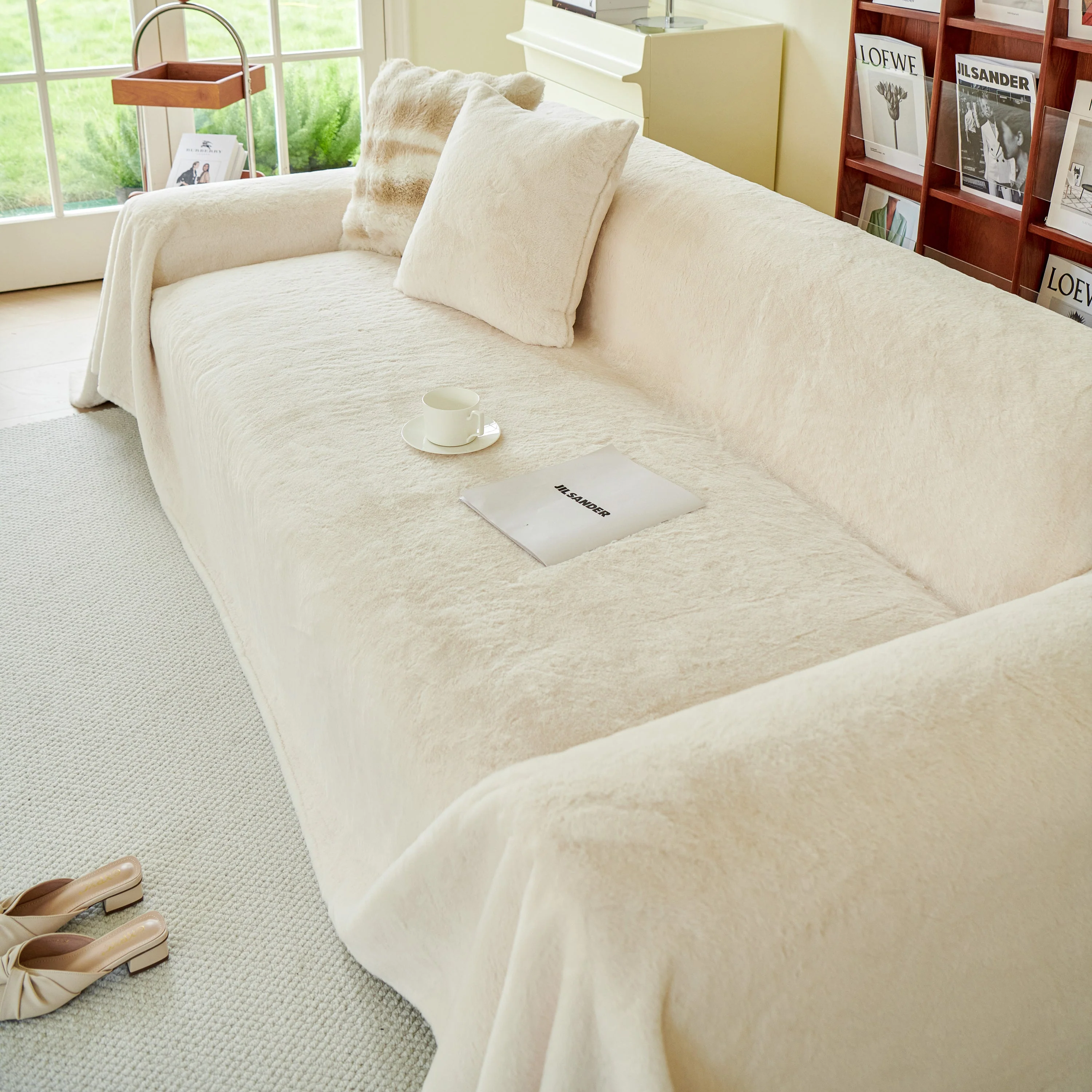 Faux Fur Smooth Plush Comfy Couch Covers, Soft Thicked Durable Blankets and Throws for Sofas - Image 65