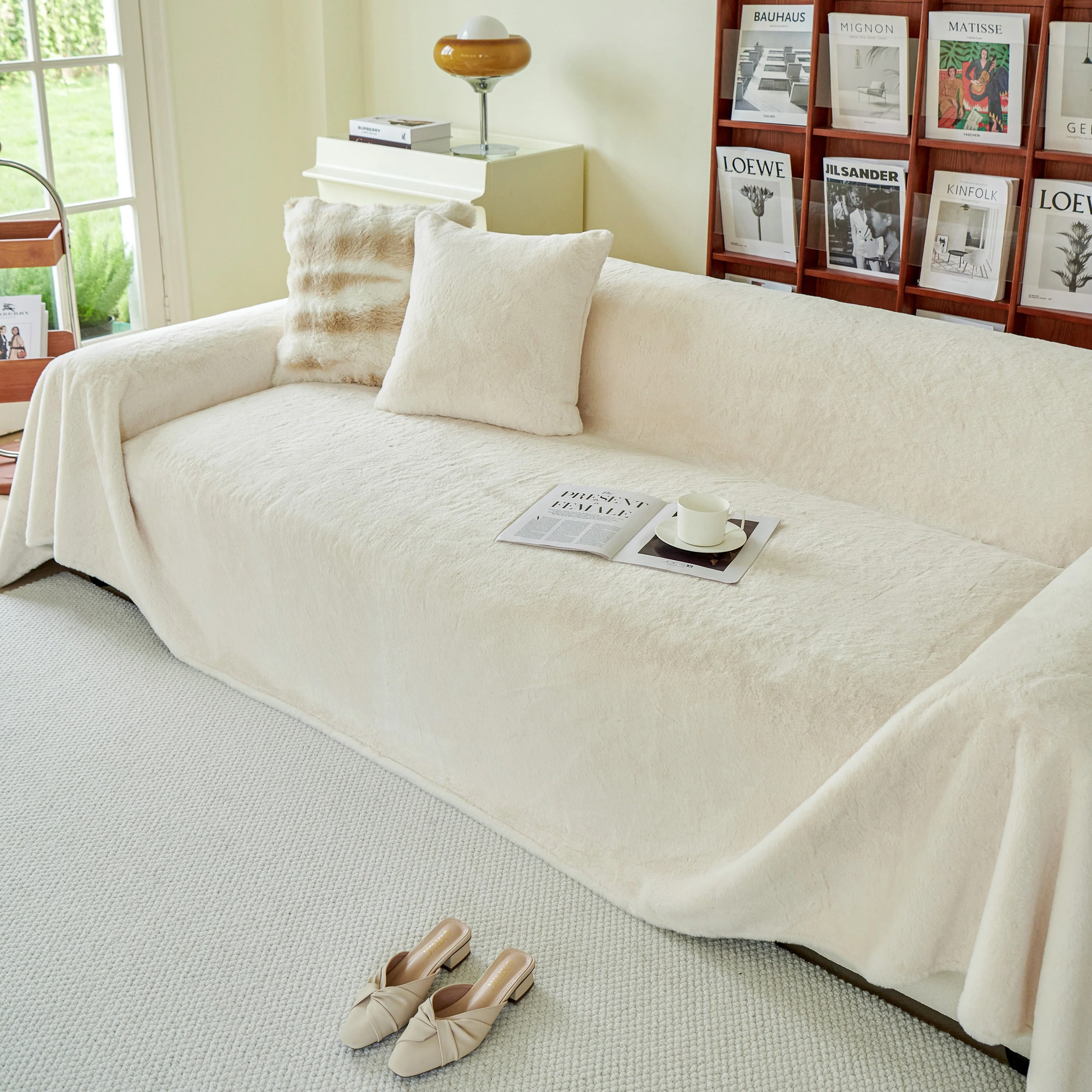 Faux Fur Smooth Plush Comfy Couch Covers, Soft Thicked Durable Blankets and Throws for Sofas - Image 66