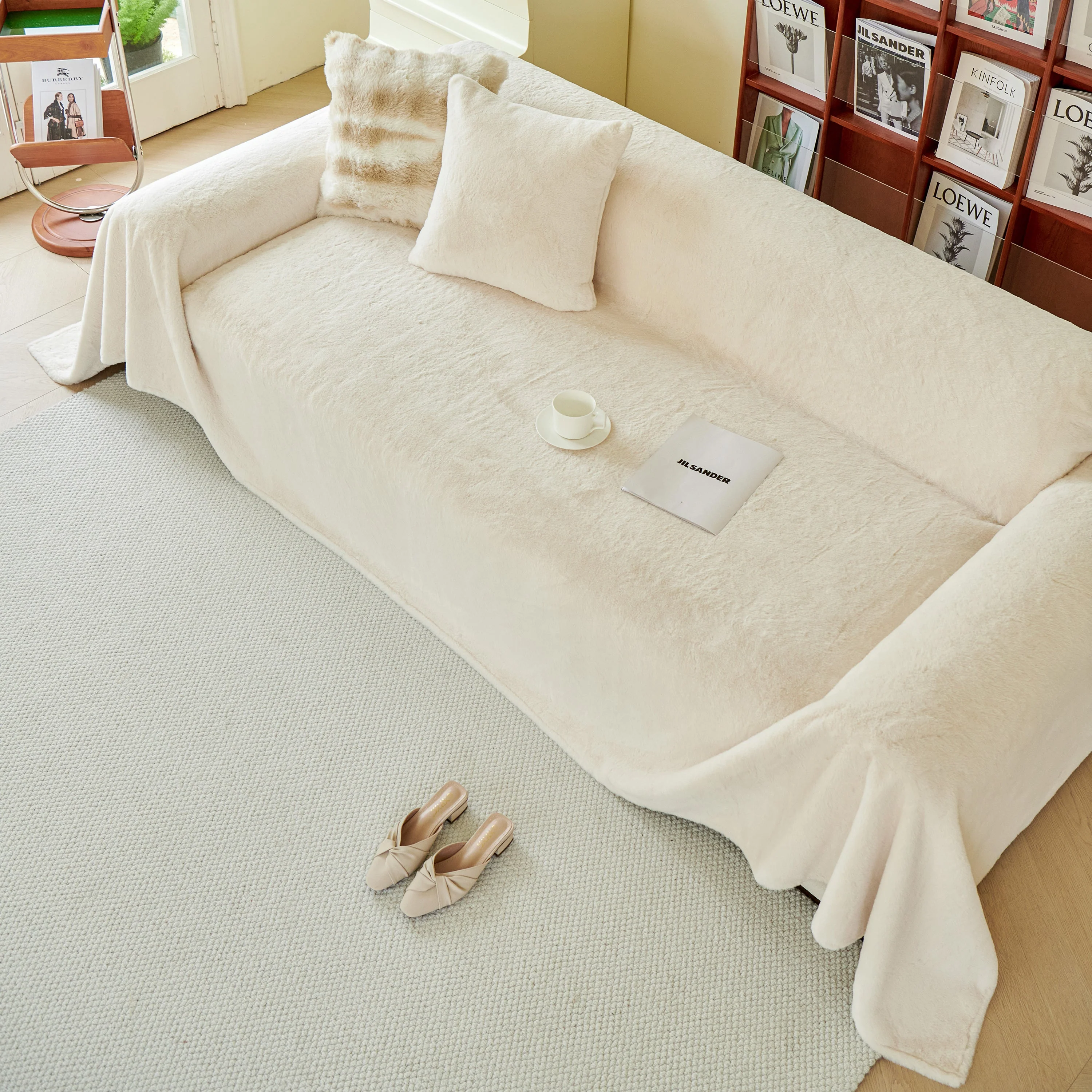 Faux Fur Smooth Plush Comfy Couch Covers, Soft Thicked Durable Blankets and Throws for Sofas - Image 68