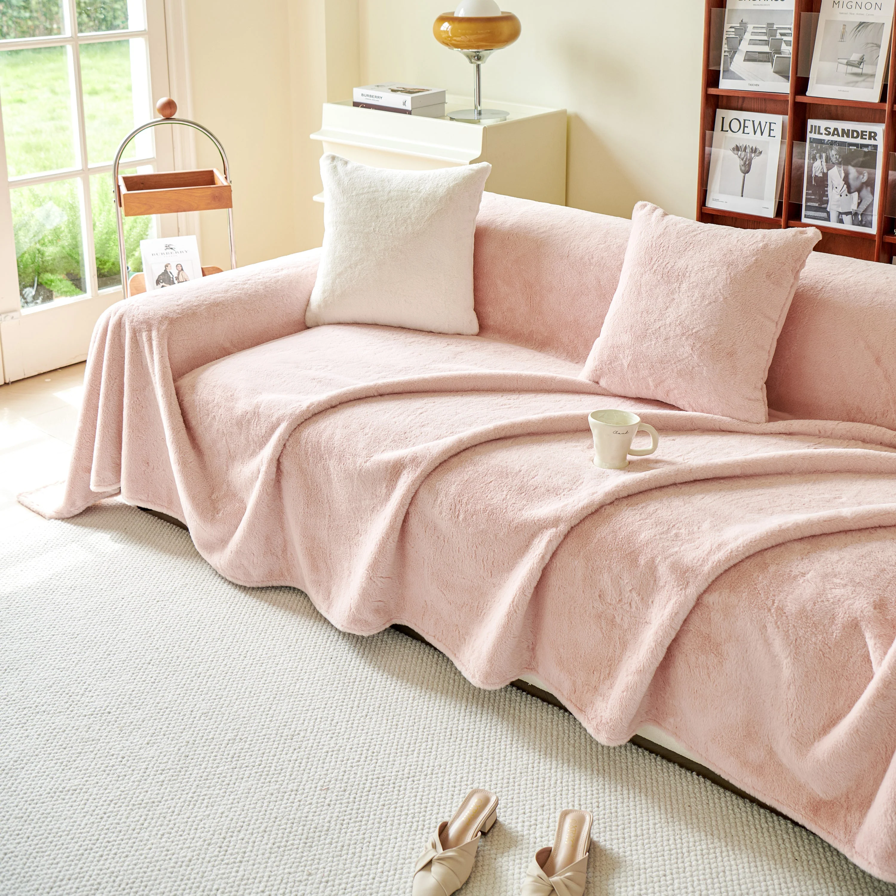Faux Fur Smooth Plush Comfy Couch Covers, Soft Thicked Durable Blankets and Throws for Sofas - Image 80