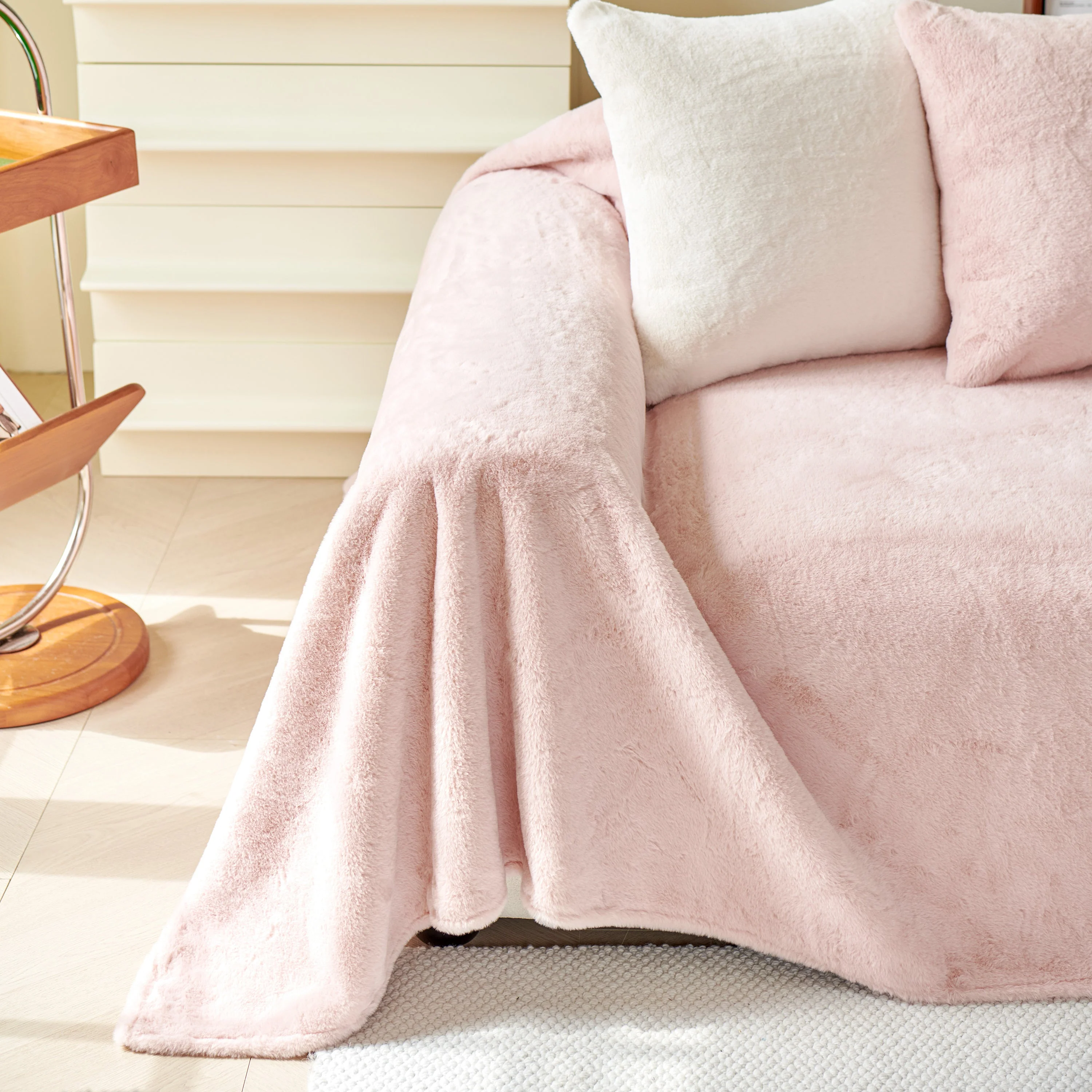 Faux Fur Smooth Plush Comfy Couch Covers, Soft Thicked Durable Blankets and Throws for Sofas - Image 86