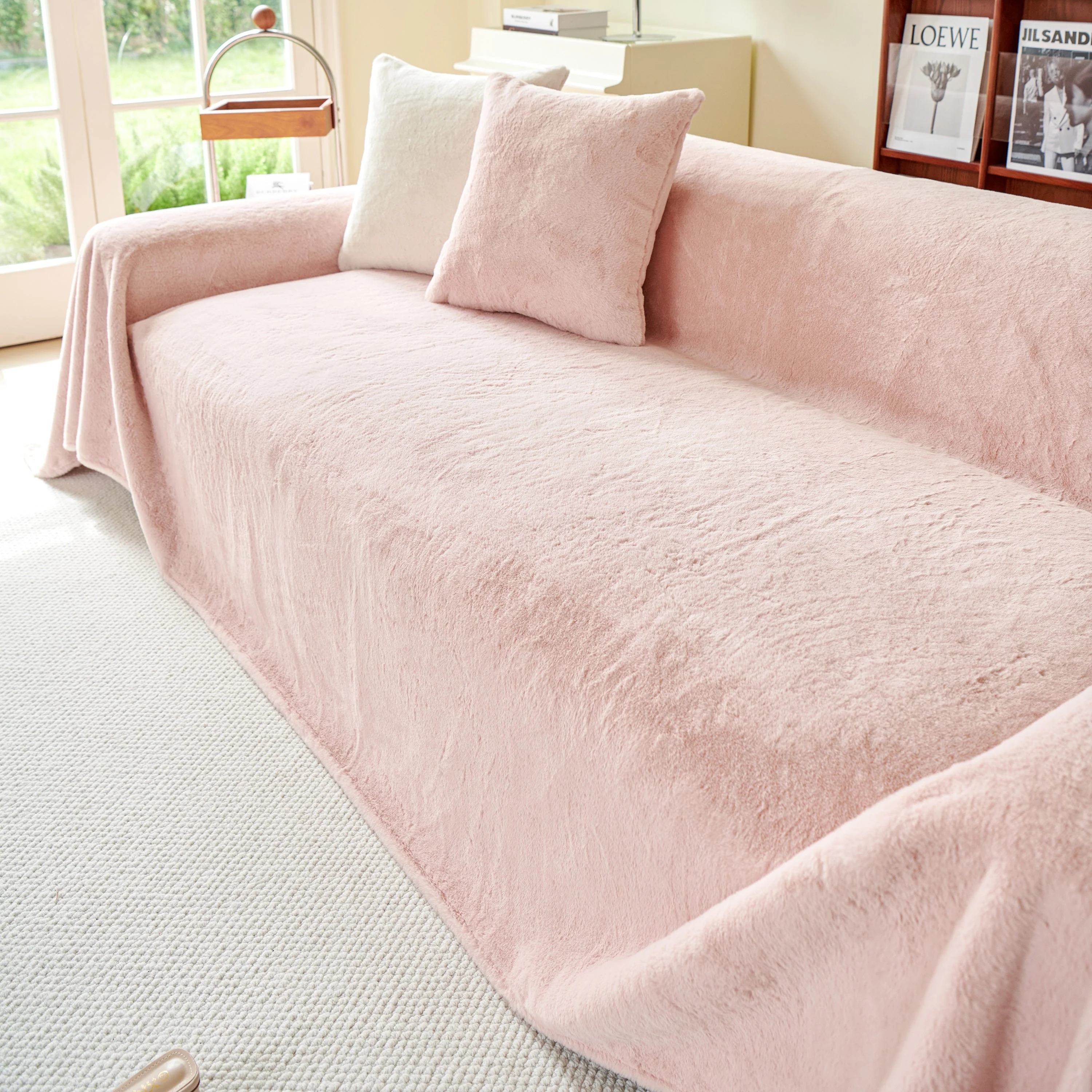 Faux Fur Smooth Plush Comfy Couch Covers, Soft Thicked Durable Blankets and Throws for Sofas - Image 89