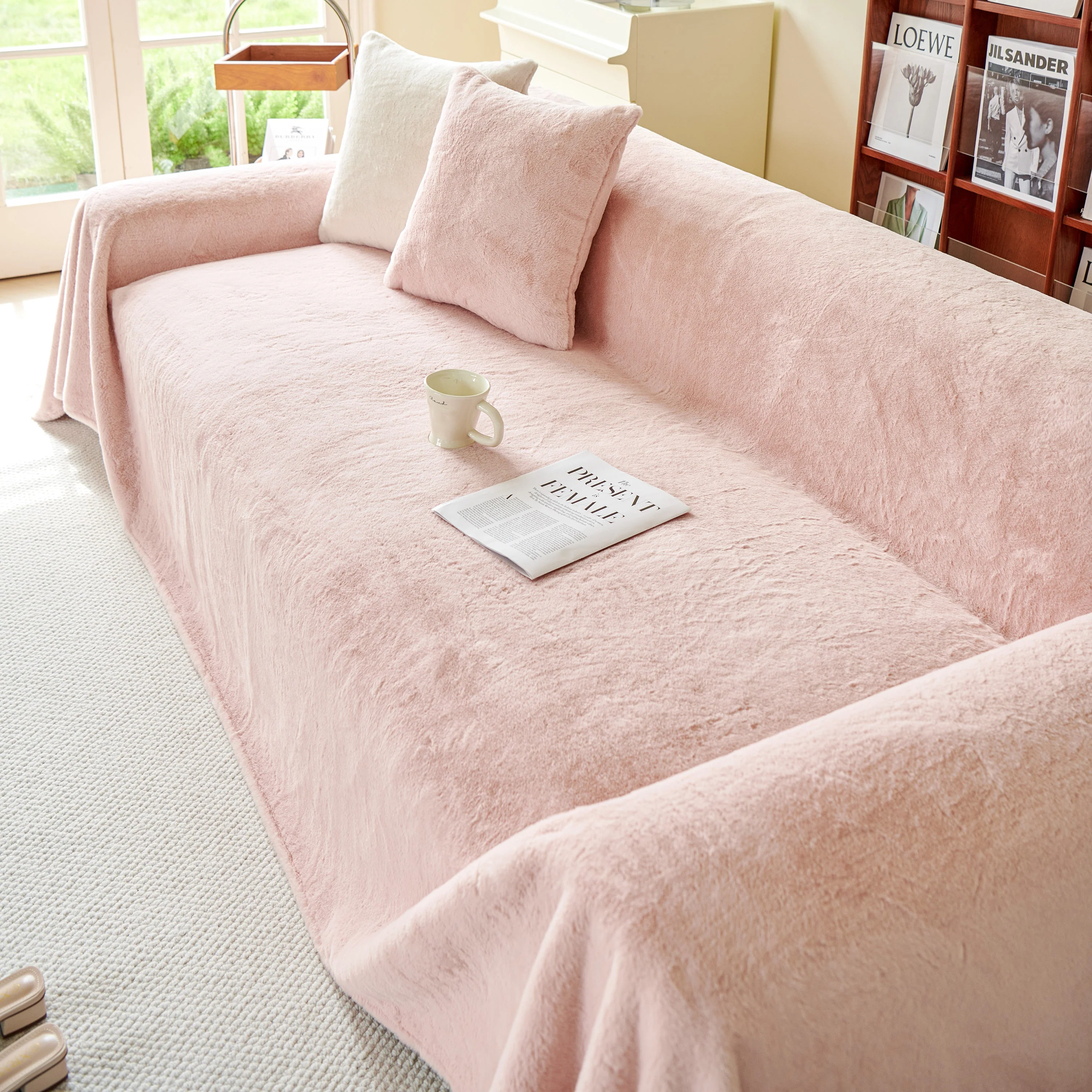 Faux Fur Smooth Plush Comfy Couch Covers, Soft Thicked Durable Blankets and Throws for Sofas - Image 98
