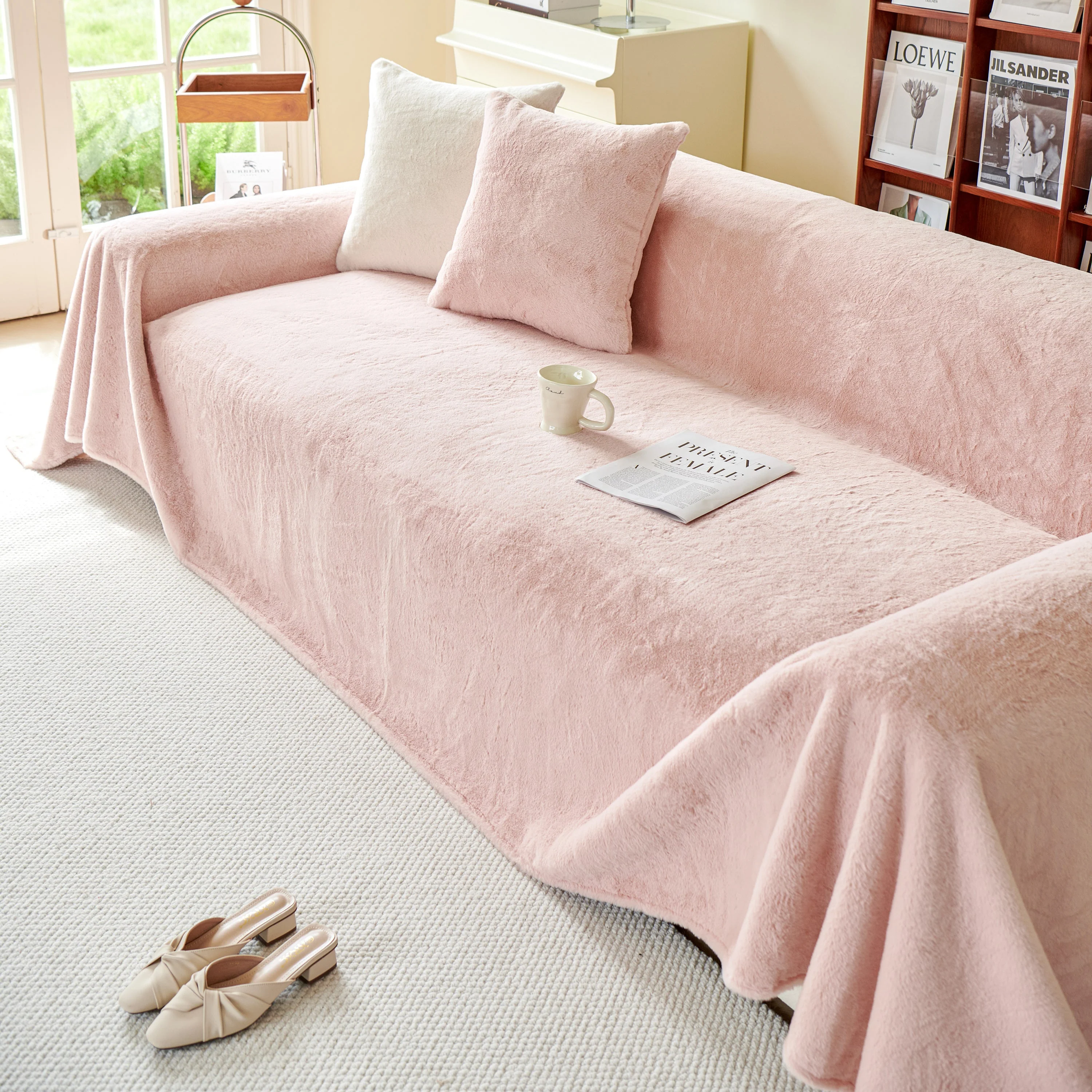 Faux Fur Smooth Plush Comfy Couch Covers, Soft Thicked Durable Blankets and Throws for Sofas - Image 99