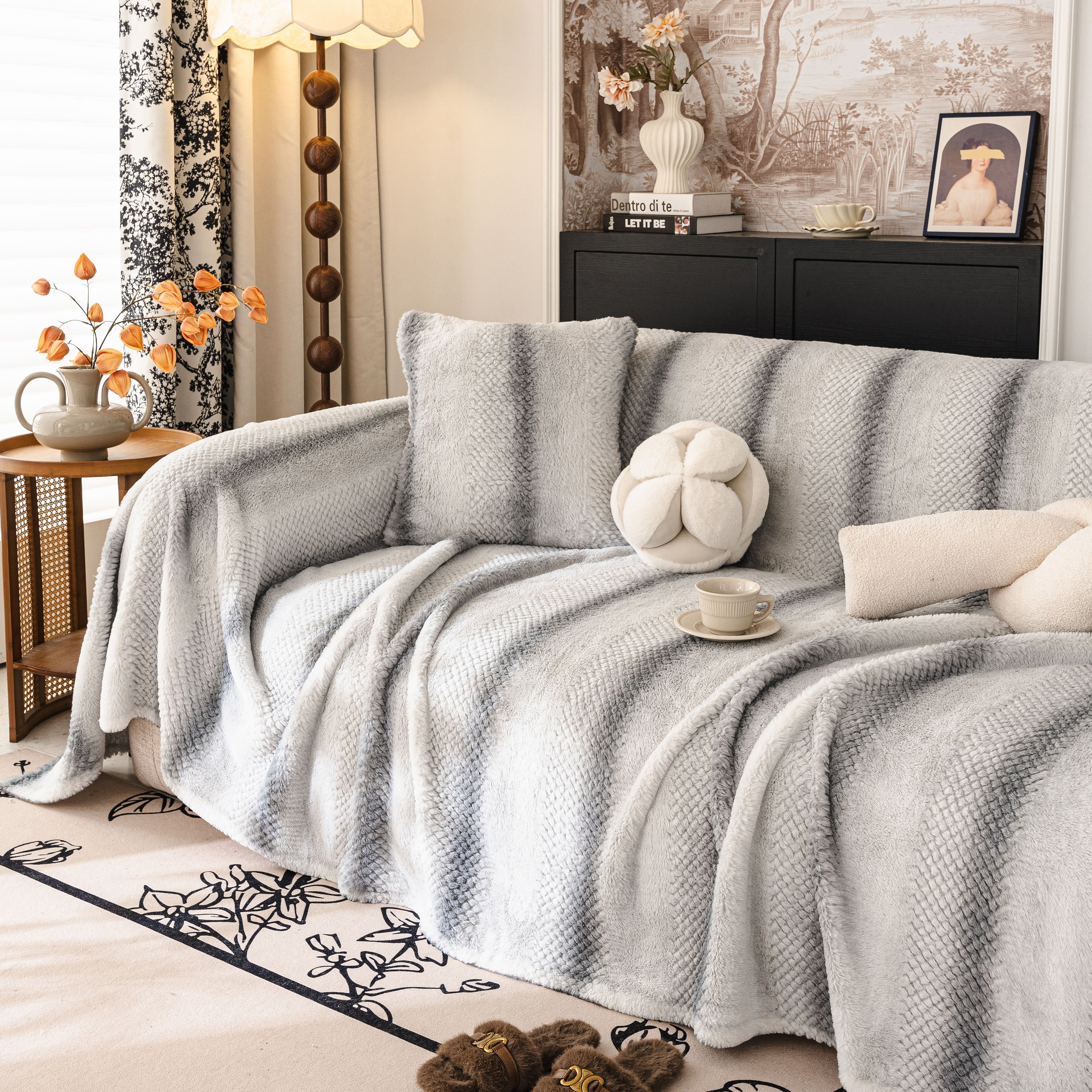 Faux Fur Sofa Cover Washable Furniture Protector for Sectional Warm & Fuzzy Slipcover - Image 12