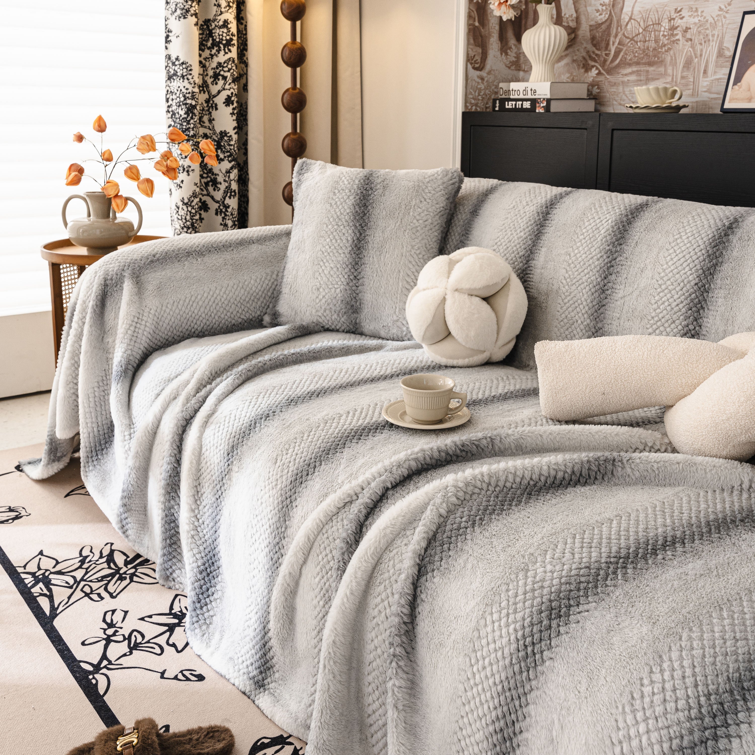 Faux Fur Sofa Cover Washable Furniture Protector for Sectional Warm & Fuzzy Slipcover - Image 13