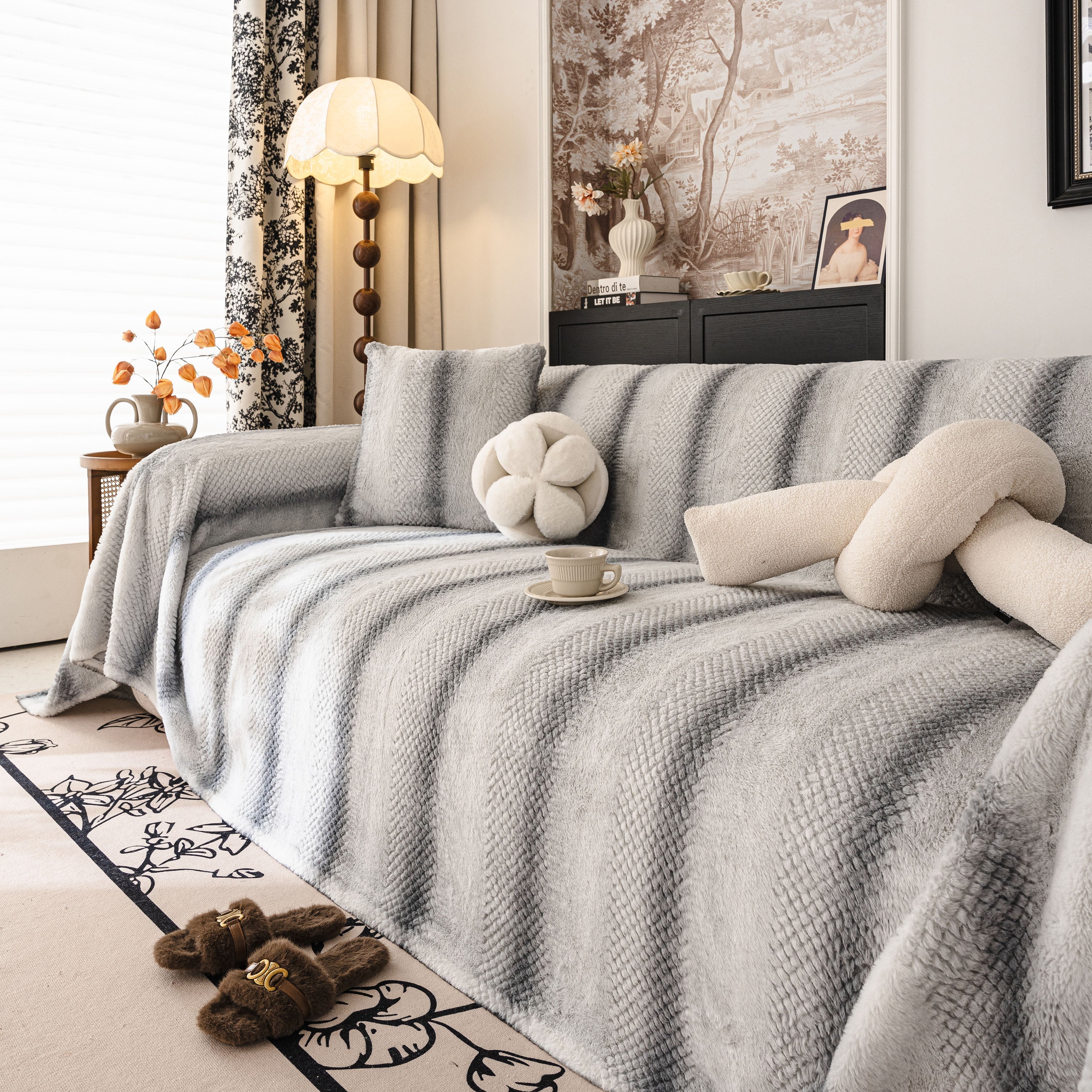 Faux Fur Sofa Cover Washable Furniture Protector for Sectional Warm & Fuzzy Slipcover - Image 14