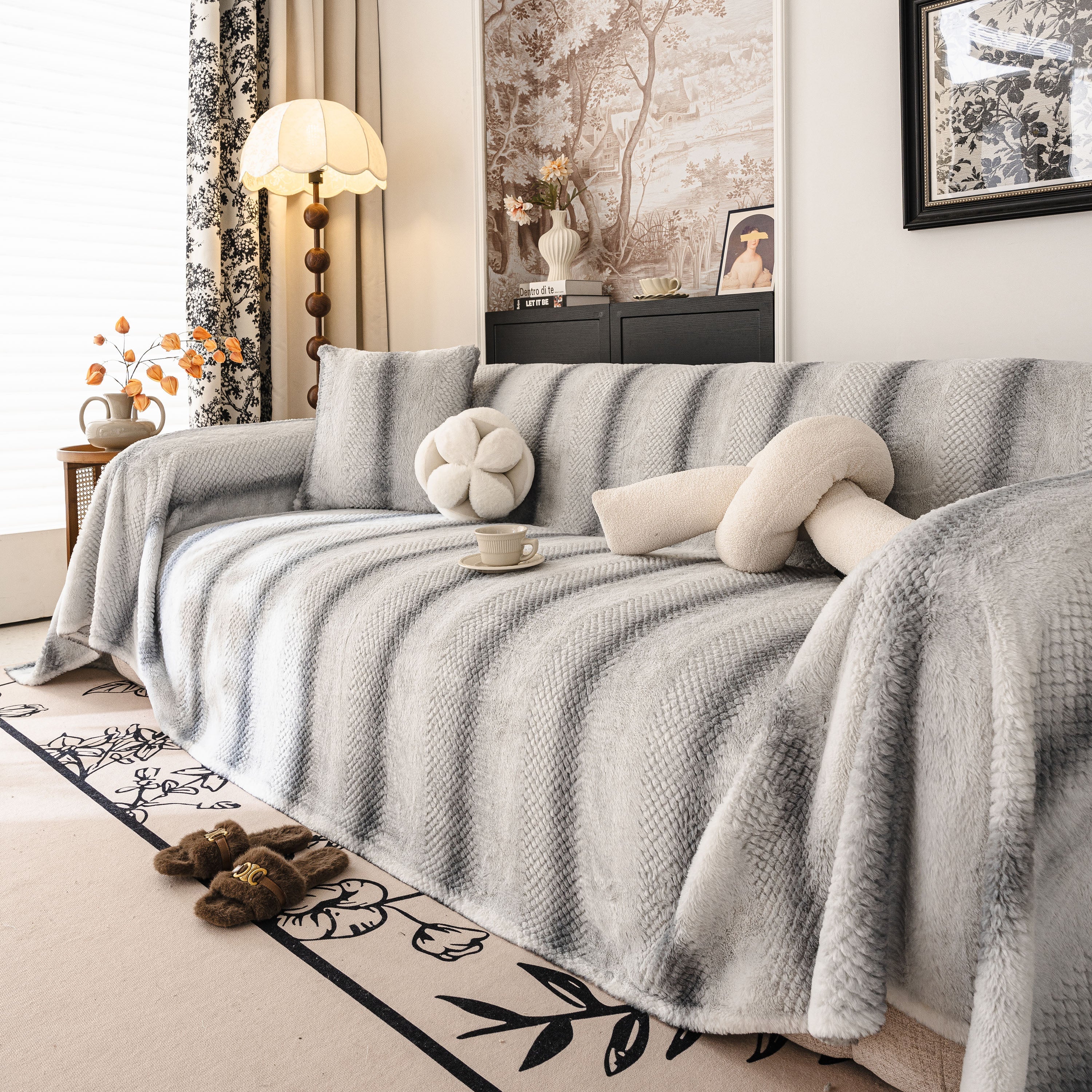 Faux Fur Sofa Cover Washable Furniture Protector for Sectional Warm & Fuzzy Slipcover - Image 17