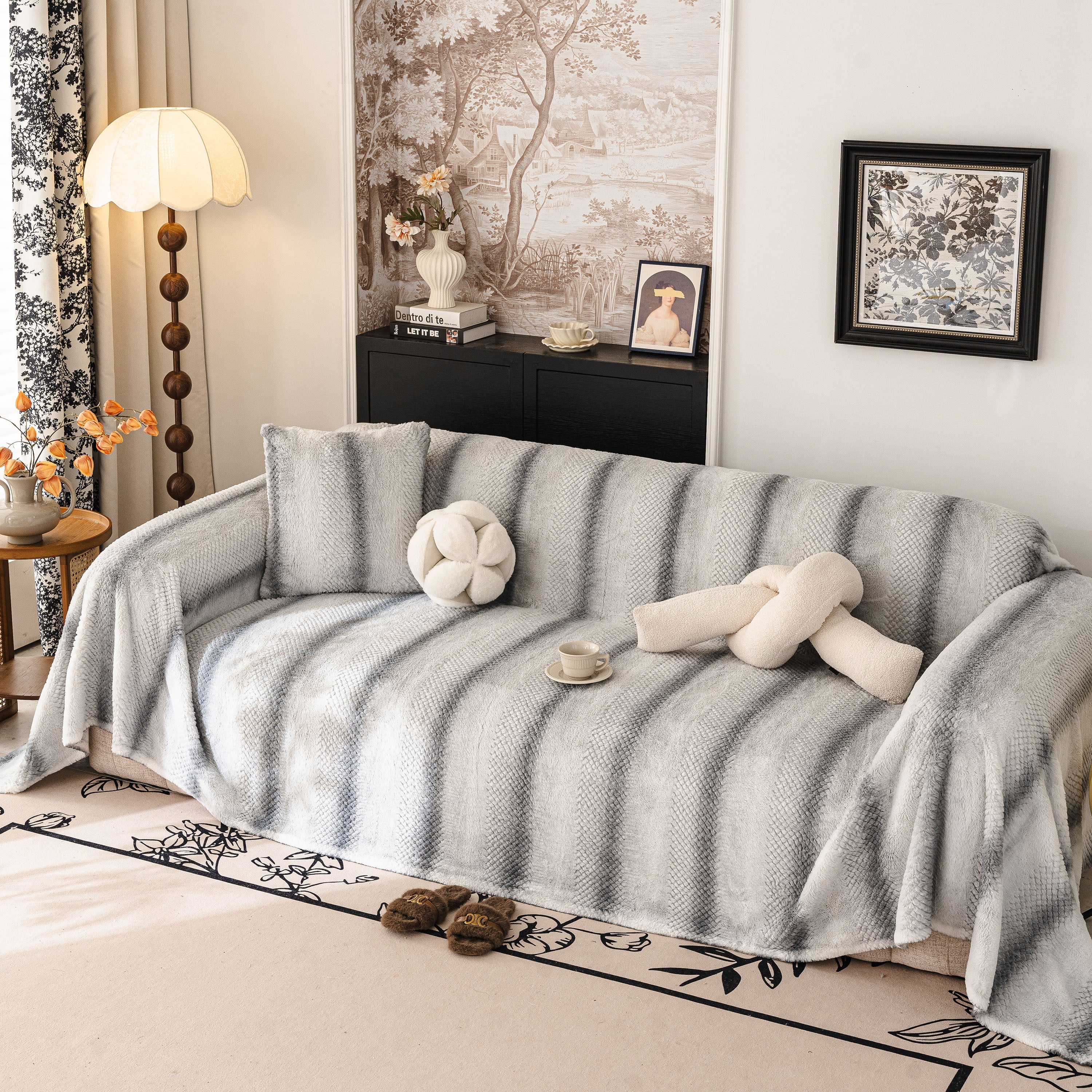 Faux Fur Sofa Cover Washable Furniture Protector for Sectional Warm & Fuzzy Slipcover - Image 19
